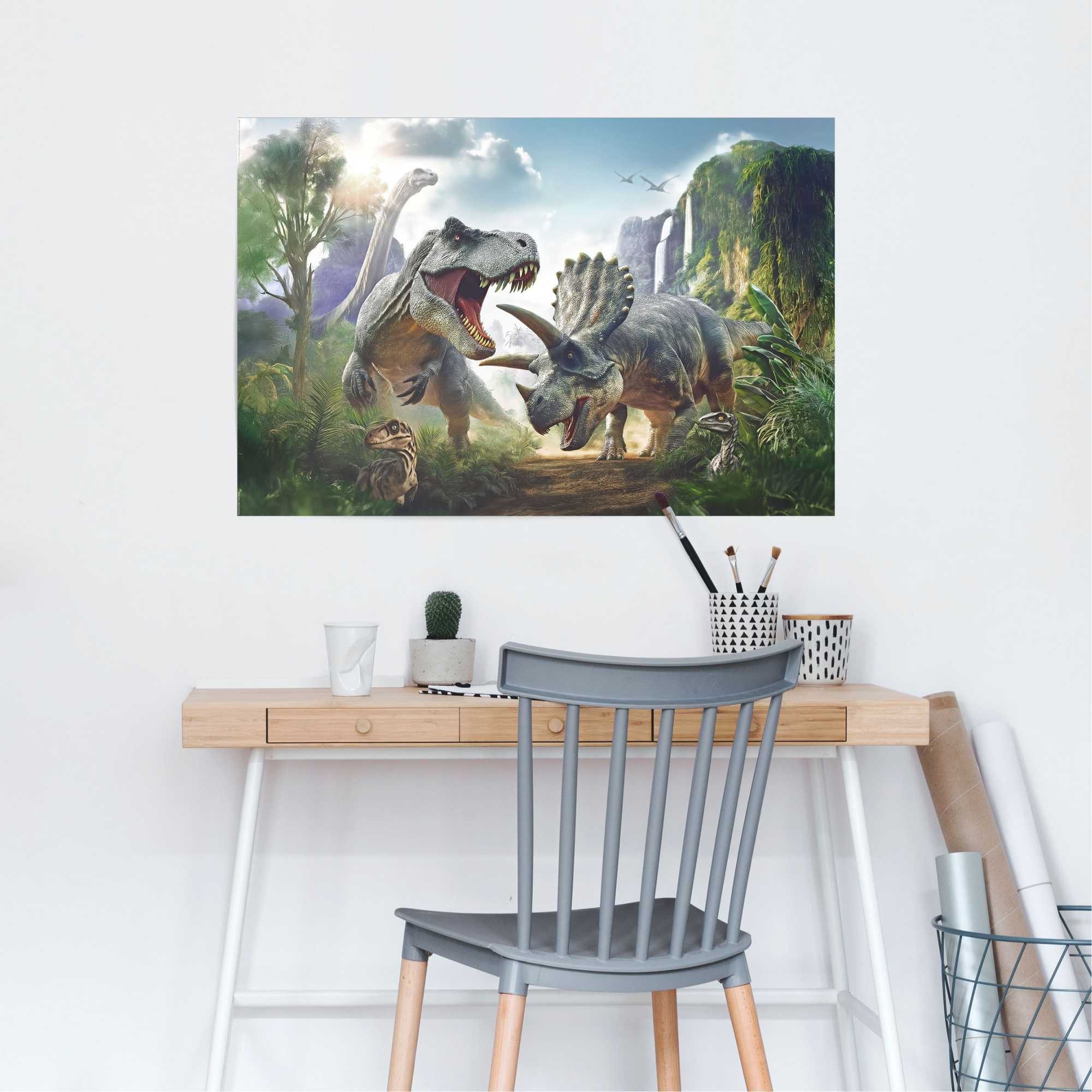 Reinders! Poster Dino-Welt, Tiere (1 St), Teenager Zimmer - Grün - Bilderdruckpapier - Tiere - 91,5x61 cm