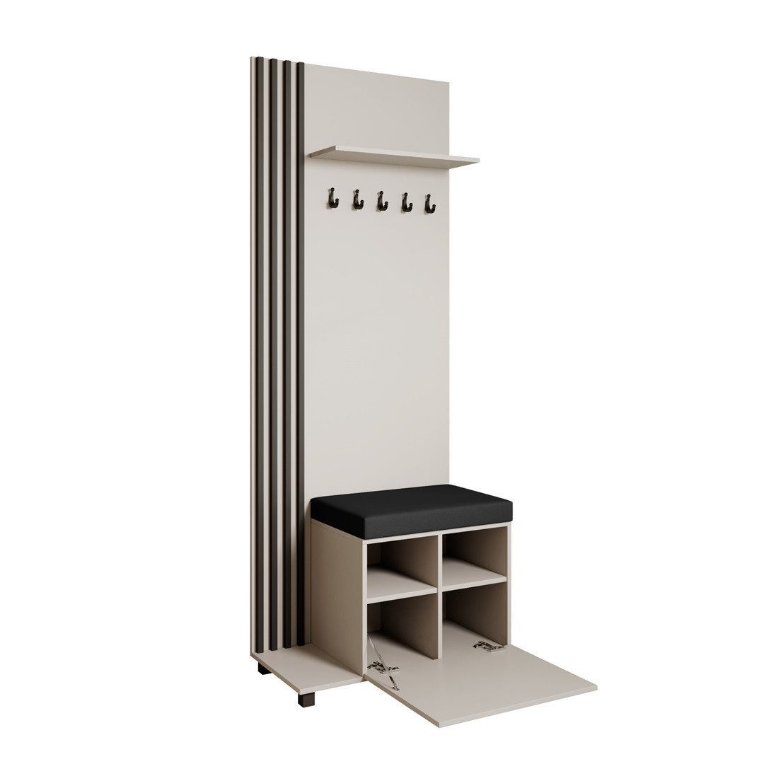 Beautysofa Garderobenschrank Garderobenschrank mit Aufhängern LIVIA (Mit eleganten Kleiderbügeln) mit Verschließbarer Schuhschrank