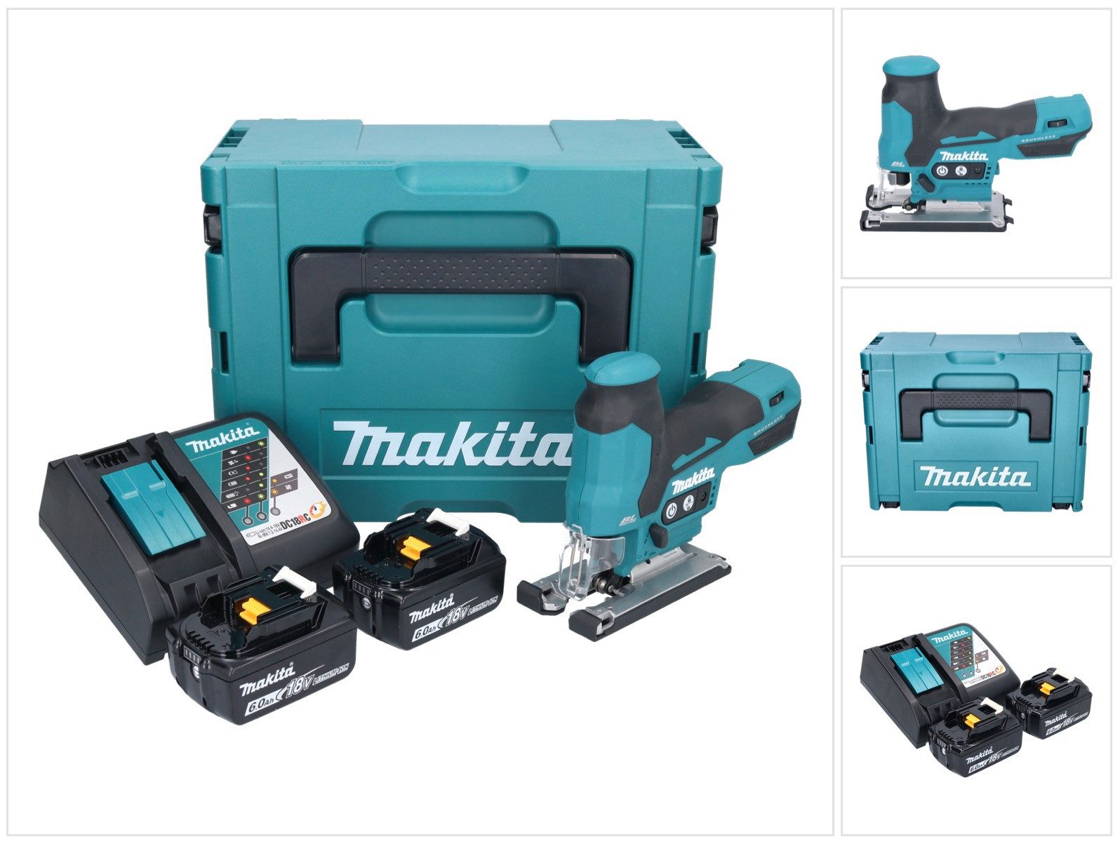 Makita Akku-Stichsäge DJV 185 RGJ Akku Pendelhubstichsäge 18 V Brushless + 2x Akku 6,0 Ah +