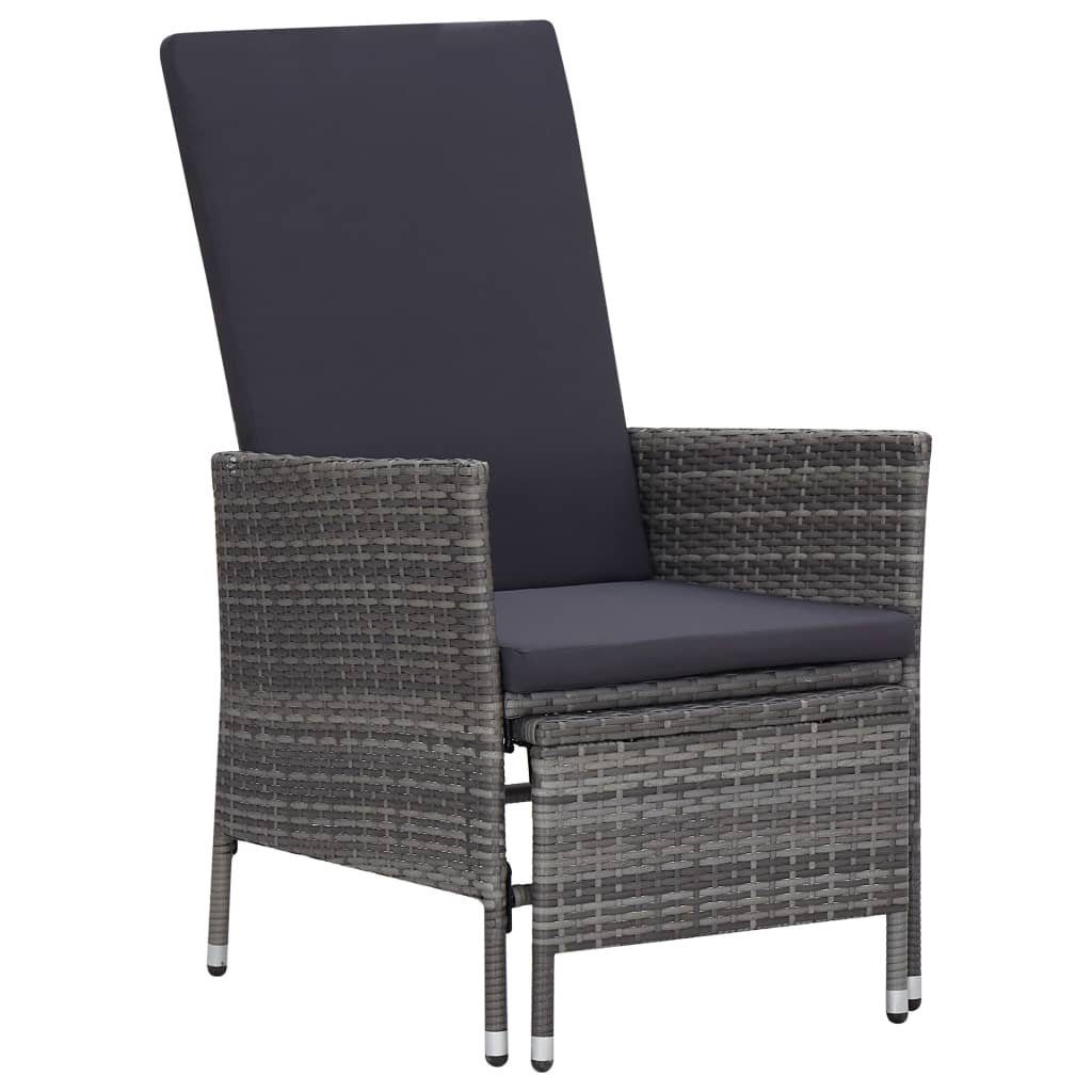 vidaXL Gartenlounge-Set 3-tlg. Garten-Lounge-Set mit Kissen Poly Rattan Grau, (3-tlg)