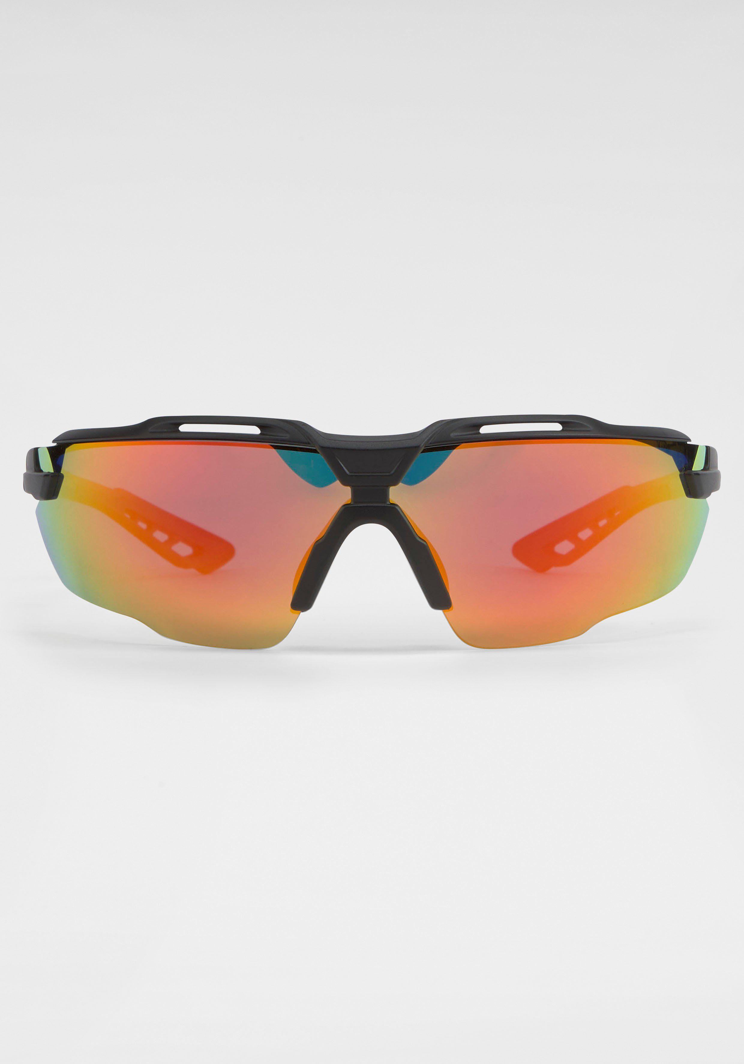 Eyewear BLACK mit BACK Gläsern gebogenen schwarz-orange Sonnenbrille IN
