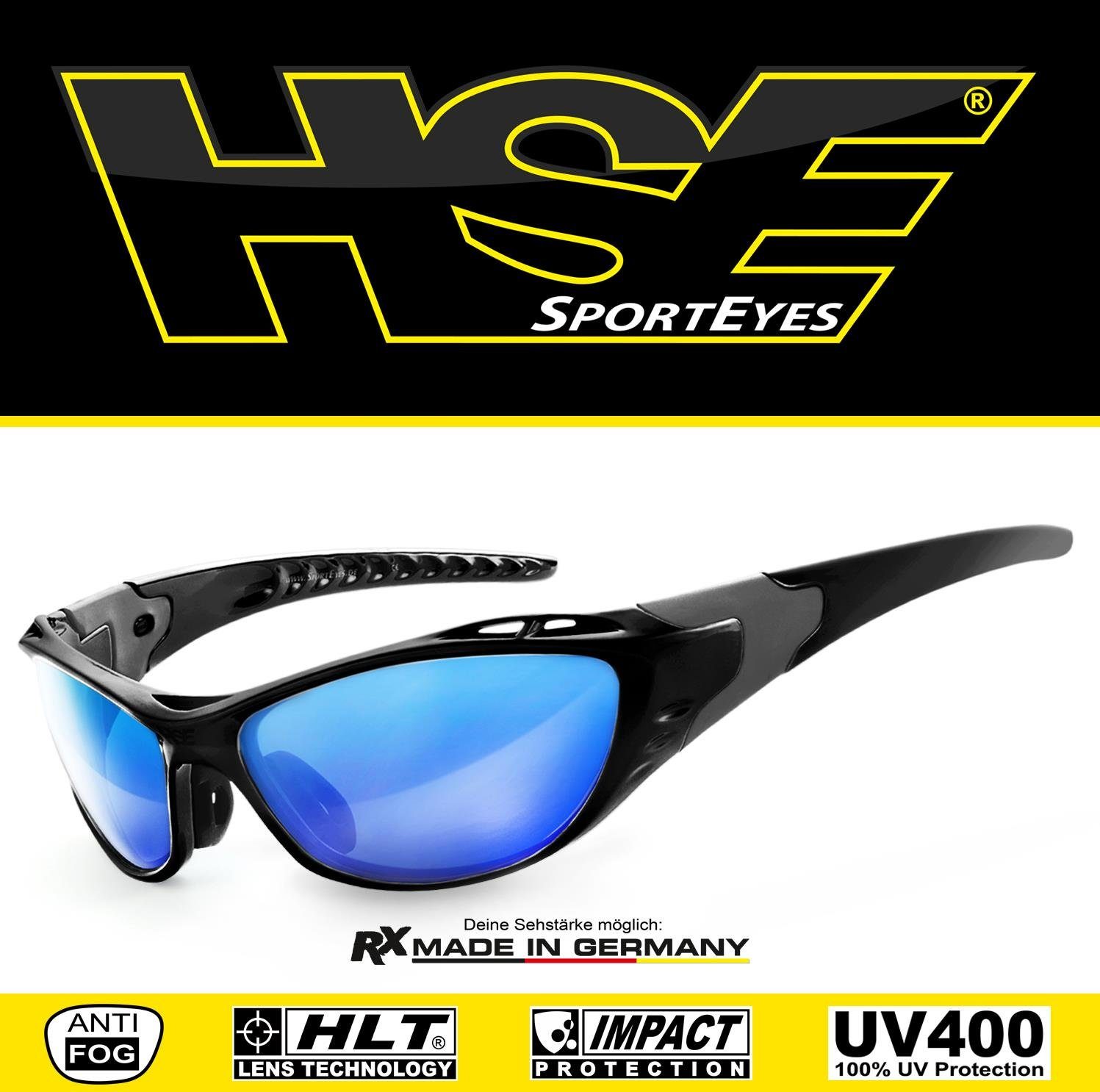 HSE - SportEyes Sportbrille durch X-SIDE Steinschlagbeständig Kunststoff-Sicherheitsglas 2.0