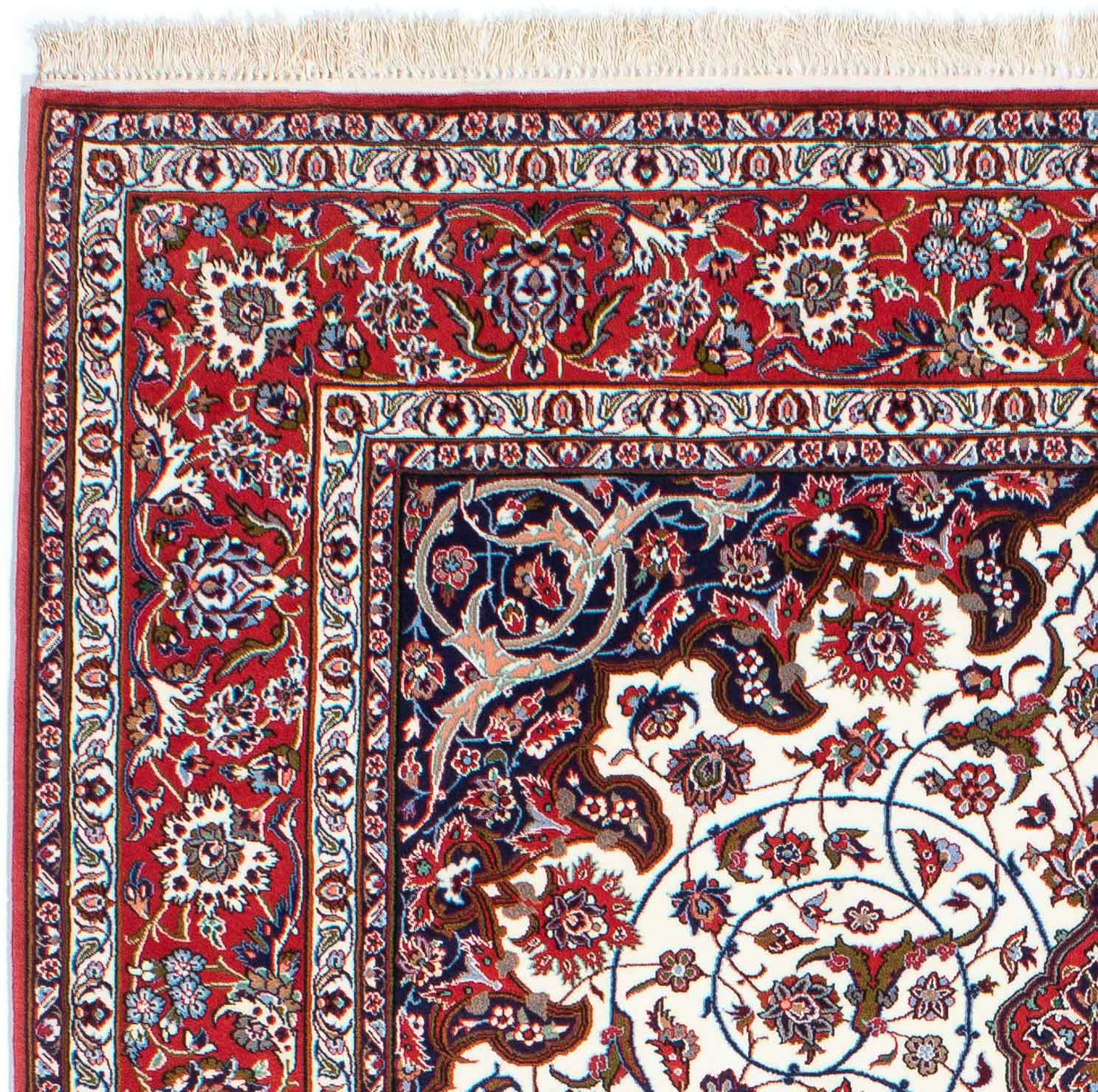 cm Zertifikat Einzelstück mm, - Handgeknüpft, Wohnzimmer, - - Orientteppich - Isfahan x 6 235 Perser beige, 158 Höhe: morgenland, mit rechteckig, Premium
