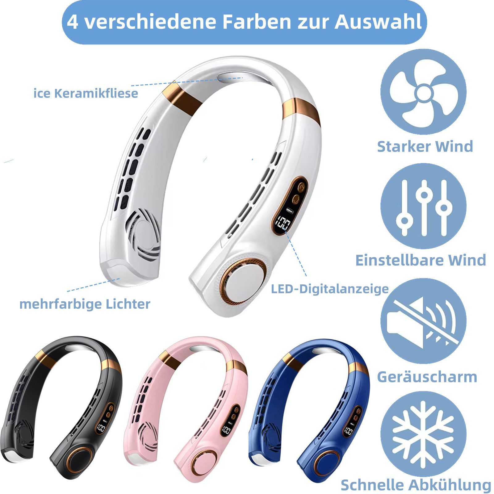 BlingBin Umhängeventilator Nackenventilator Tragbarer Mini Hals günstig online kaufen