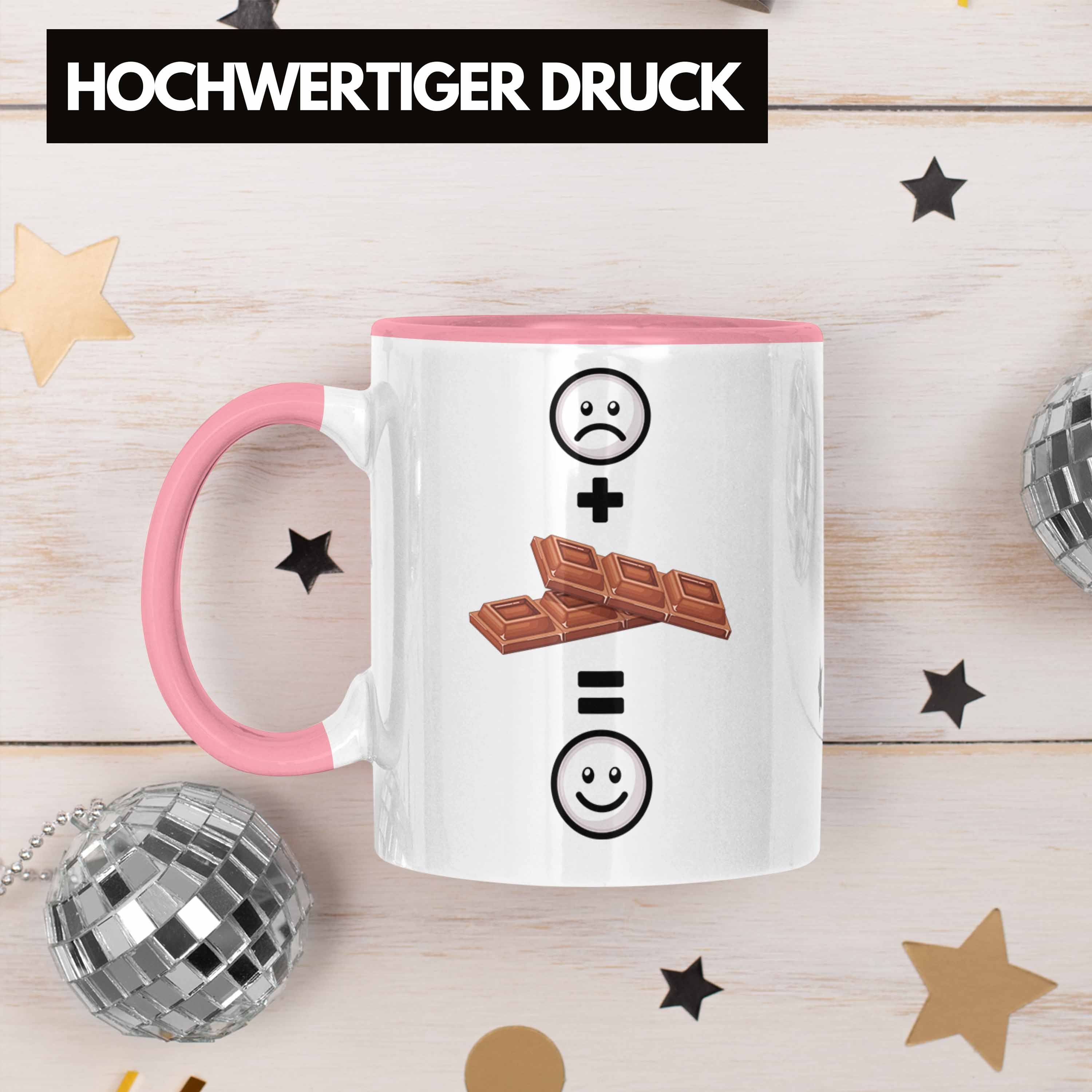 Schokolade Schoko-Liebhaber Rosa Tasse Lustige :( Tasse Trendation für Geschenk Geschenkidee