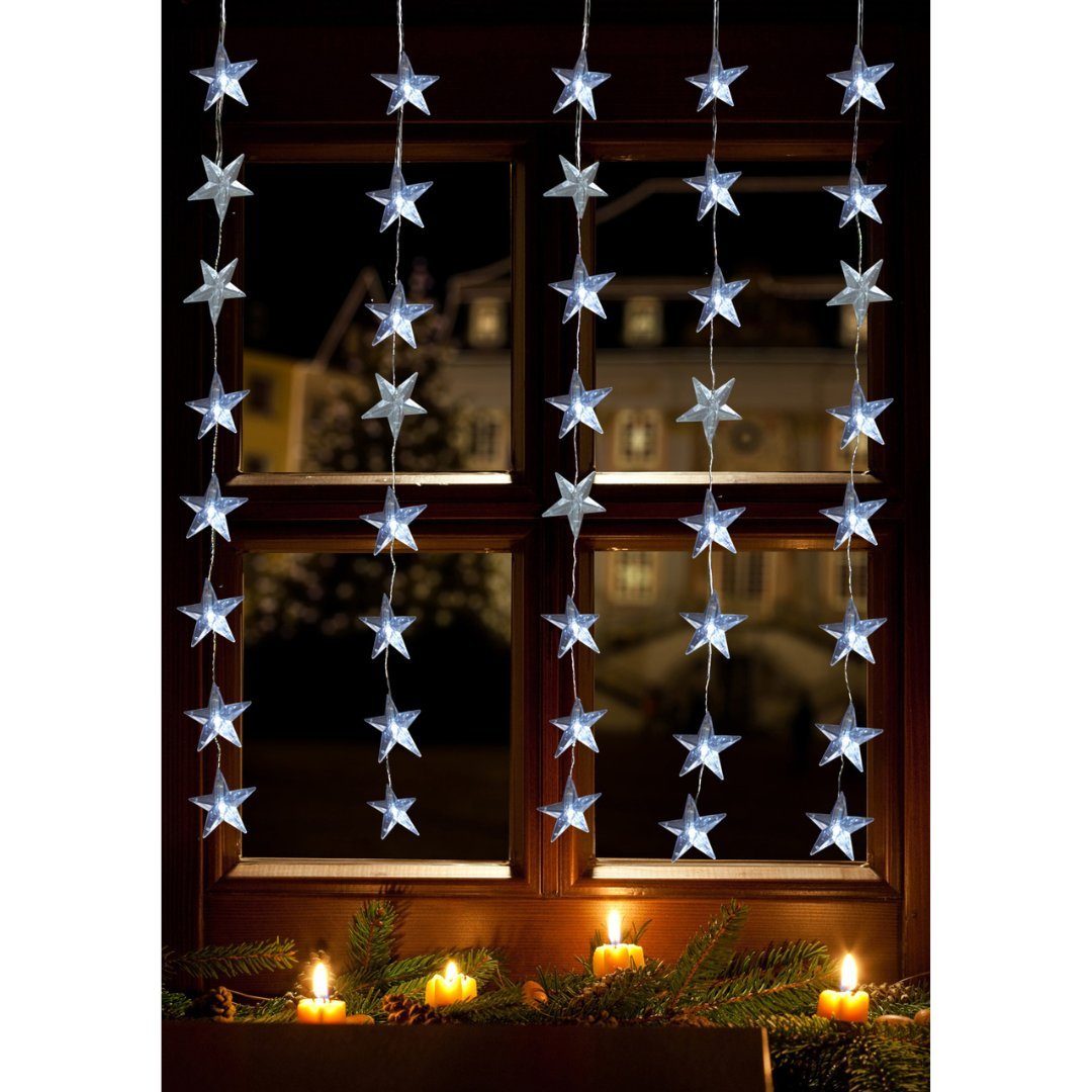 Star-Max LED Lichtleiste LED Lichtervorhang 40er Sterne warmweiß 1x1,2m innen / außen 06044