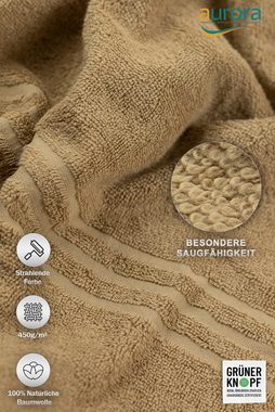 aurora Objektwäsche Badetücher Handtuch Set Rio 6-teilig beige Premium Qualität 100% Baumwolle, Baumwolle