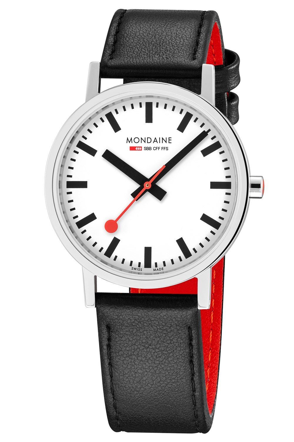 Unisex-Uhr Classic MONDAINE Quarzuhr Schwarz 36 mm
