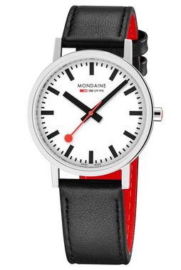 MONDAINE Quarzuhr Unisex-Uhr Classic Schwarz 36 mm