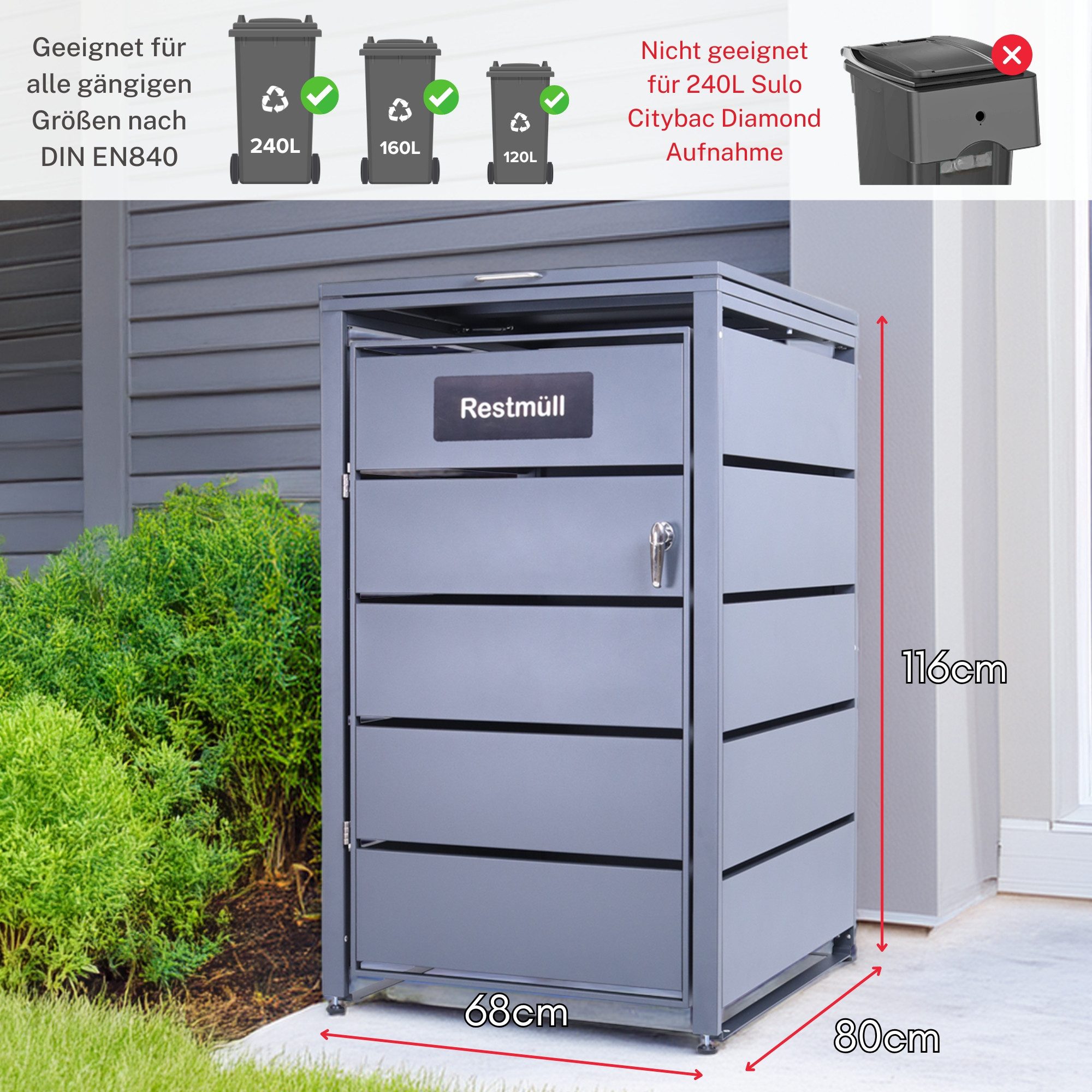 Albatros International Mülltonnenbox Mülltonnenbox 1er Tonne bis 240 Liter günstig online kaufen