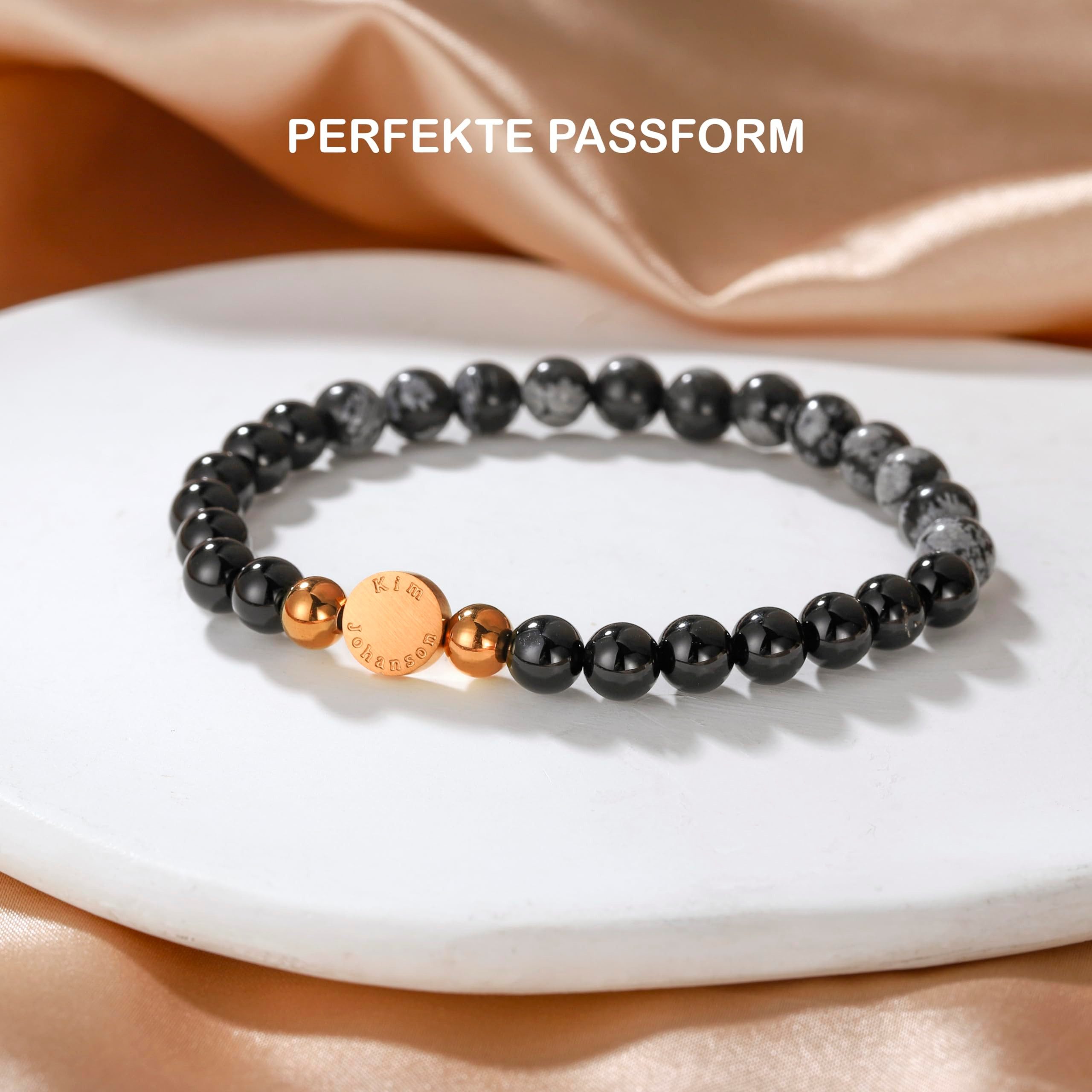 Kim Johanson Armband Flow in Schwarz (1-tlg), mit Natursteinen mit Alabasta und Onyx – Bild 5 von 5