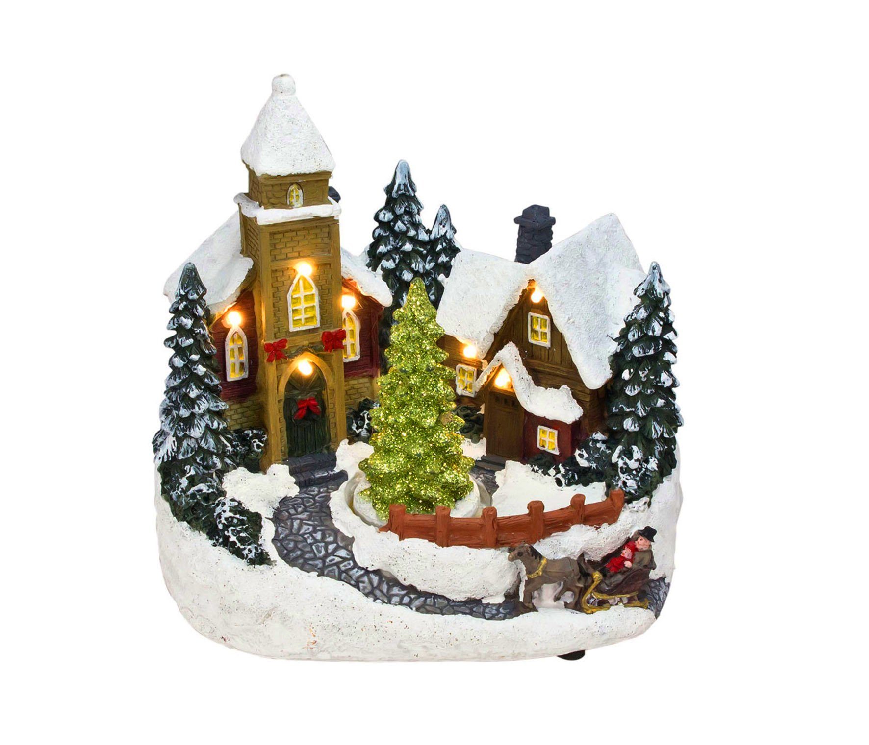 Dekoobjekt LED Weihnachts Dorf Szene mit Bewegung - 19 cm