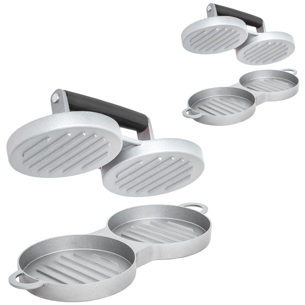 Quantfire Burgerpresse Aus Gusseisen – 2 Stück, 20,3 X 10,2 Cm, Mit Holzgriff, Für Blackstone Grill