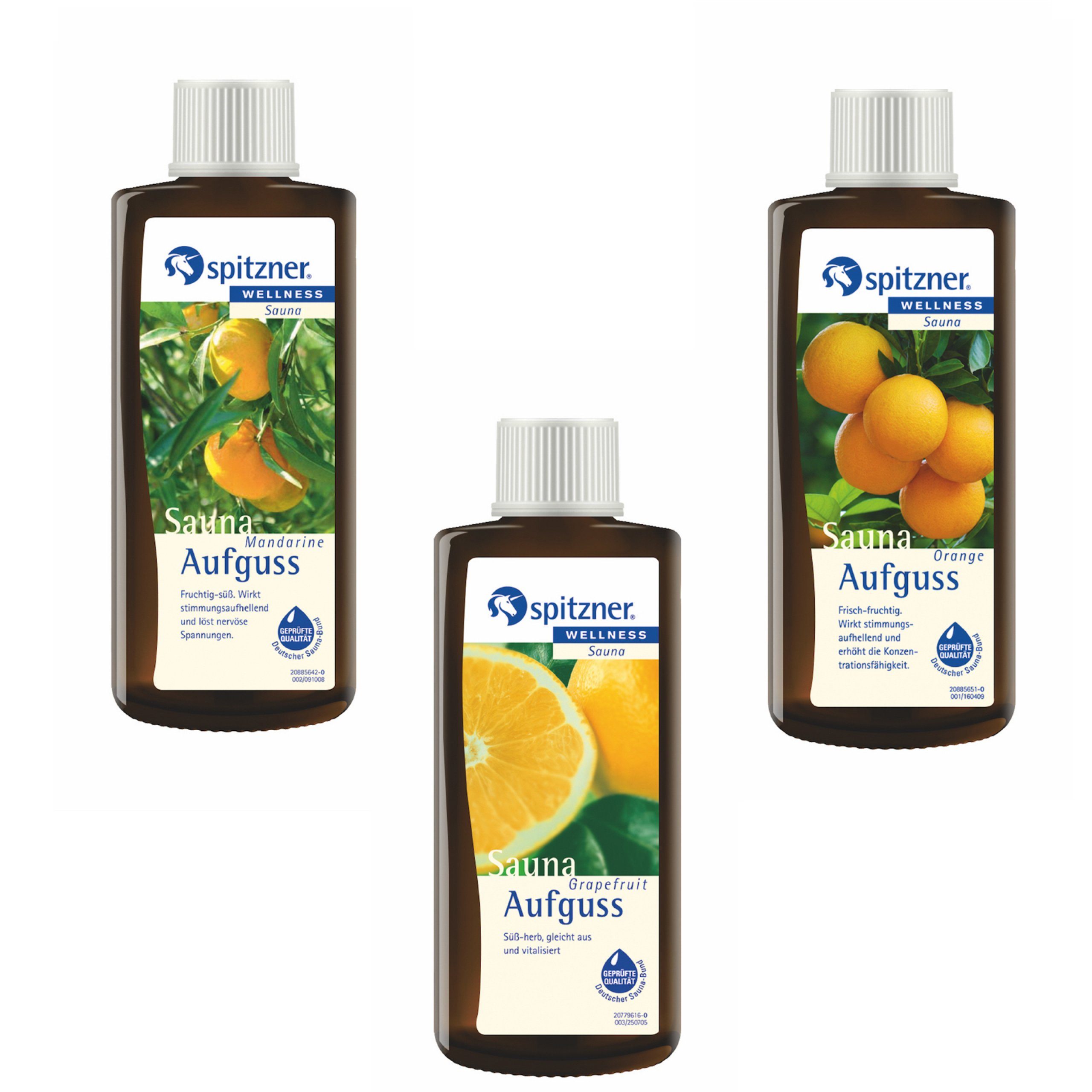 Spitzner Aufgusskonzentrat Spitzner Saunaaufguss Vorteilspack 3er Mandarine Grapefruit Orange je