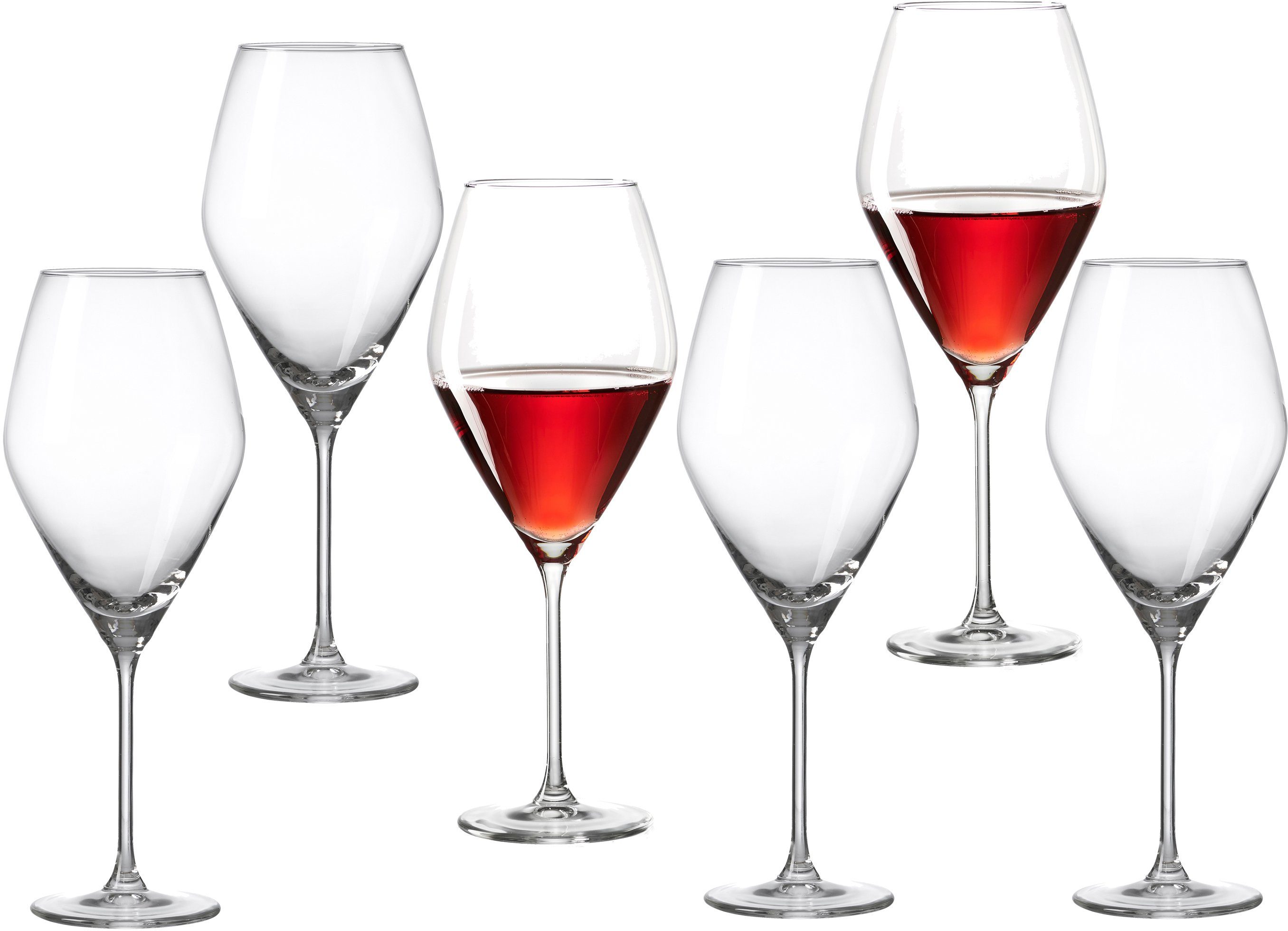 Ritzenhoff & Breker Rotweinglas Salsa, 6-tlg., Glas, (Burgunderglas), robust und kristallklar, 6-teilig
