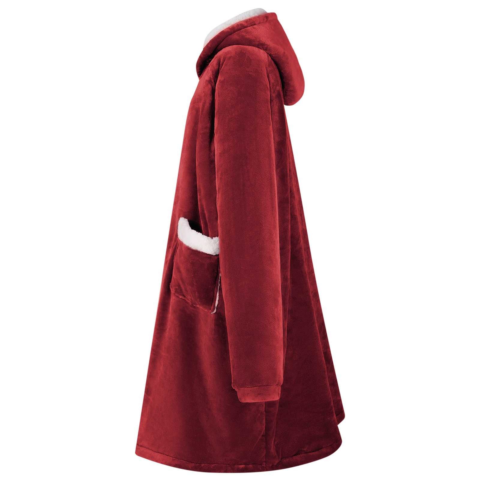 vidaXL Unisex-Bademantel Decken-Hoodie Bordeauxrot L Fleece und Flanell, Vlies