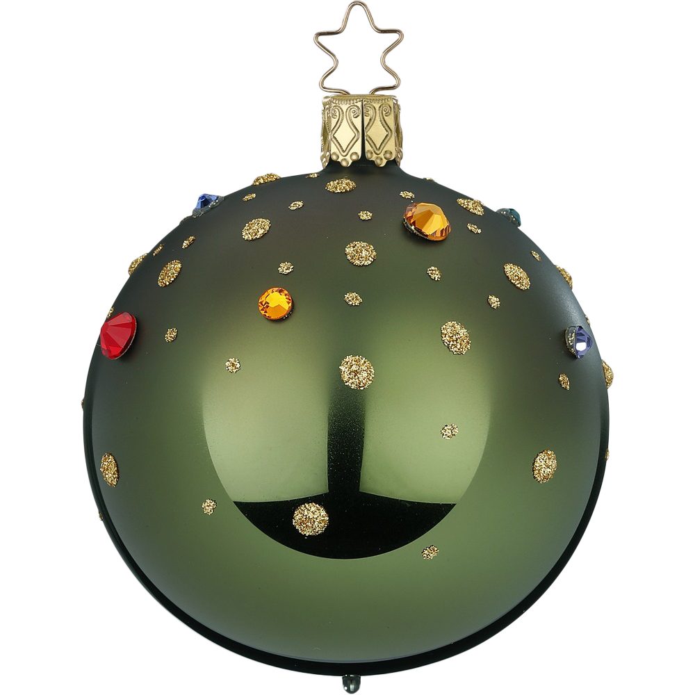 Ø8cm Fest, jagdgrün St), Weihnachtsbaumkugel Funkelndes INGE-GLAS® glanz mundgeblasen, handbemalt (1