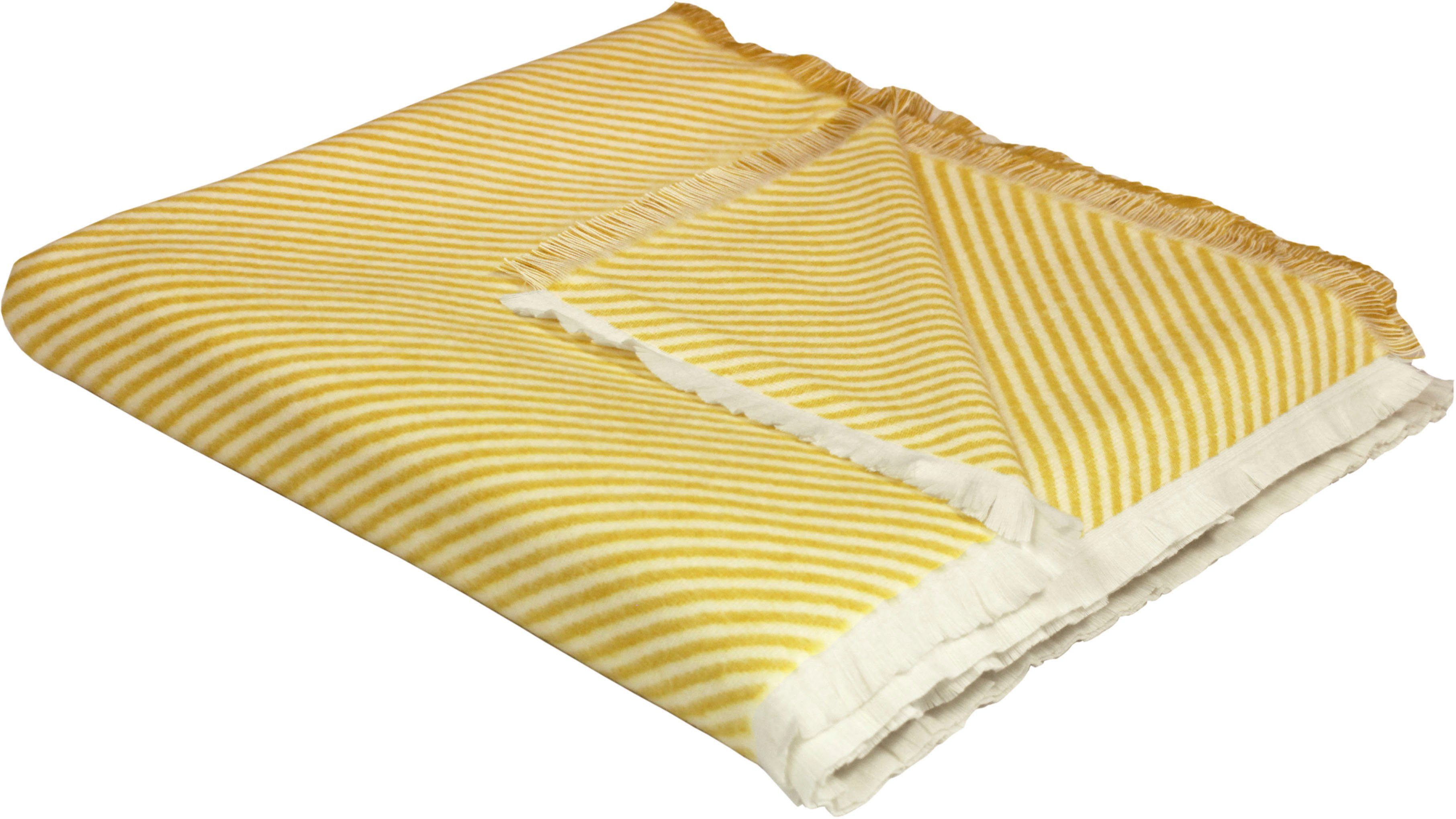 Wohndecke Stripes, Adam, GOTS zertifiziert - nachhaltig aus Bio-Baumwolle, Kuscheldecke curry