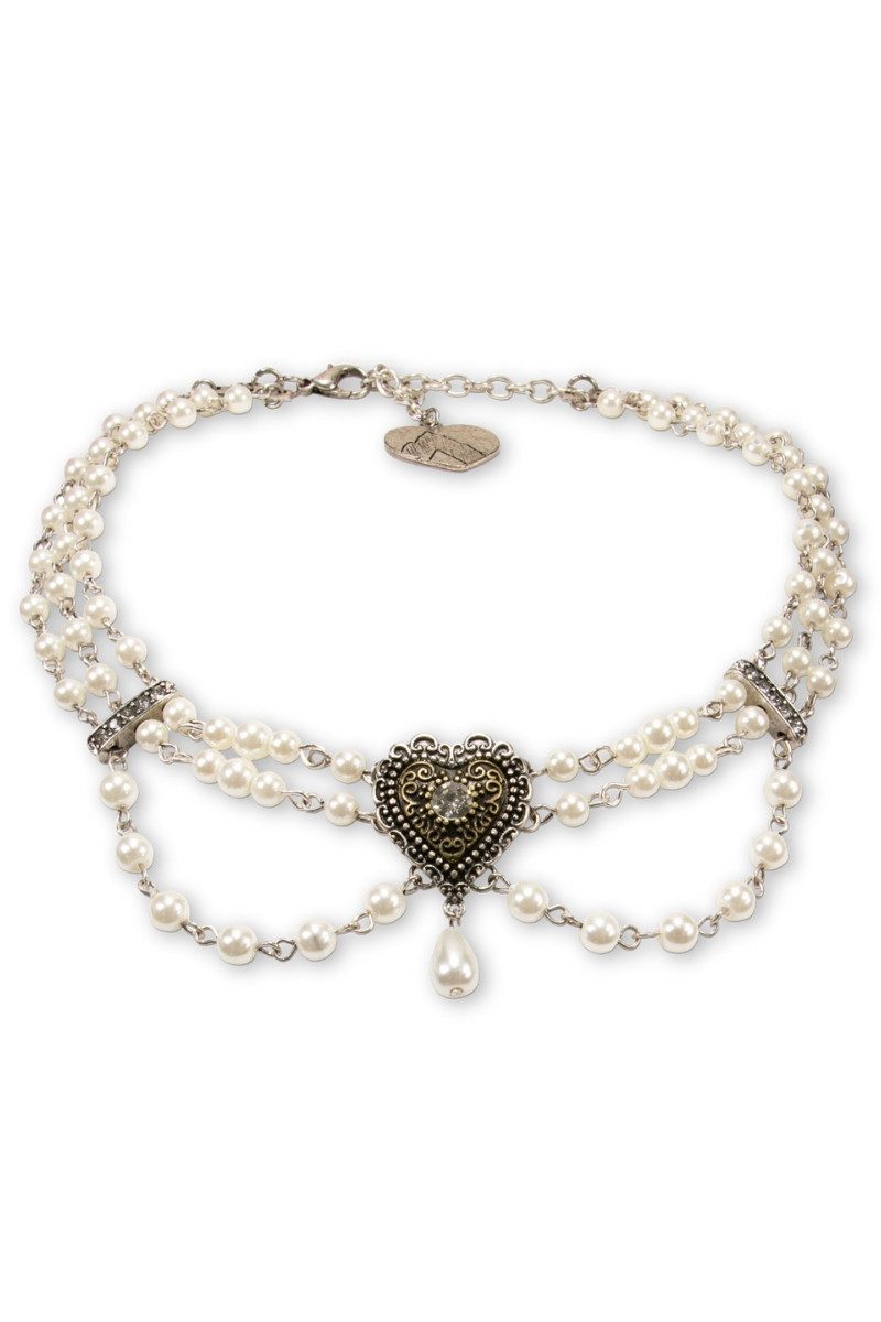 Alpenflüstern Kette mit Anhänger Kropfkette - TRACHTENHERZ - creme günstig online kaufen