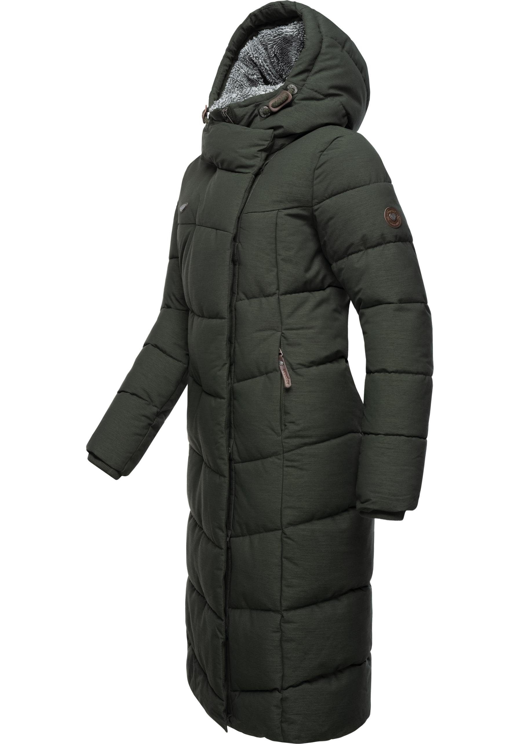 olivgrün Teddyfutter Pavla Kapuze Wintermantel mit und Winterparka Long extralanger Ragwear