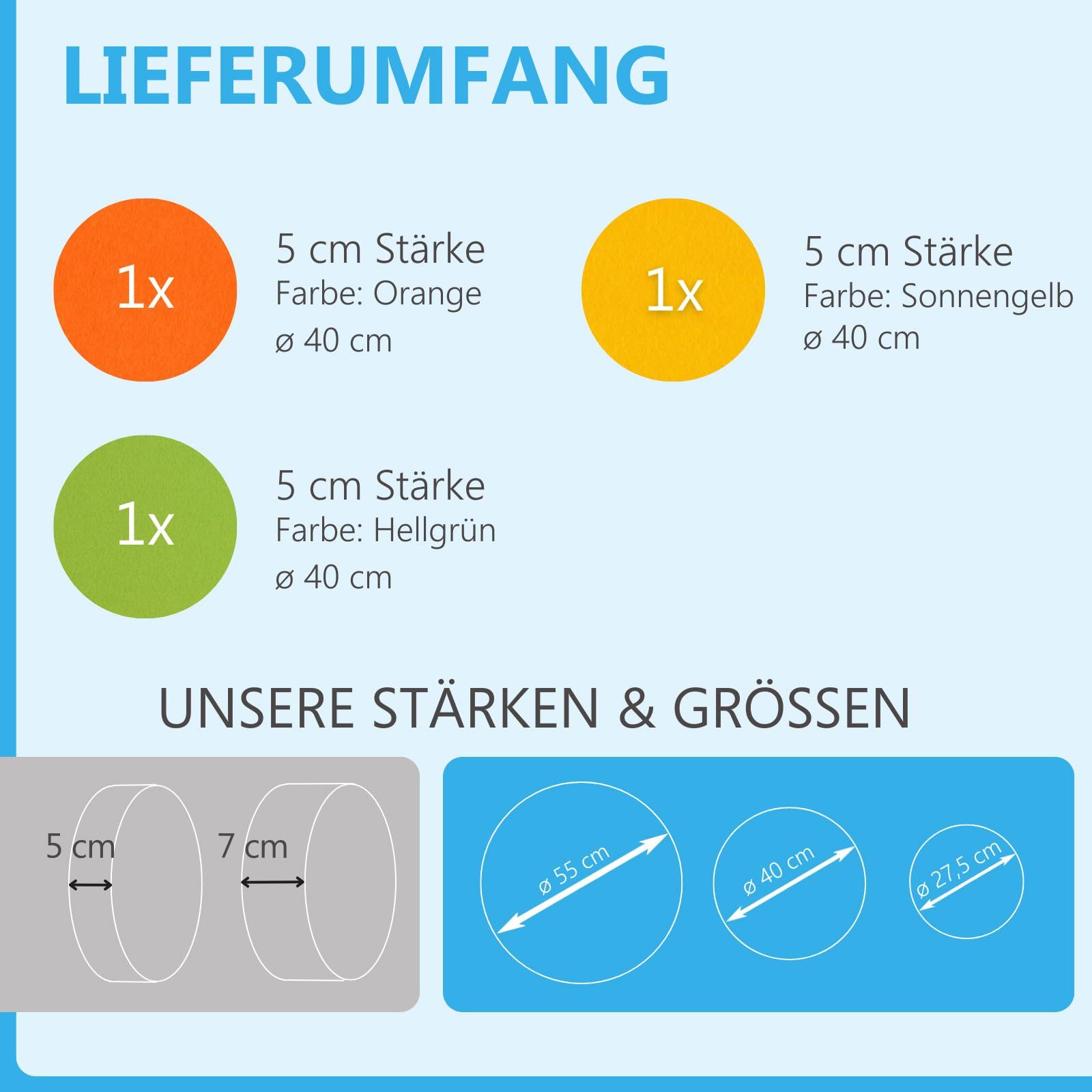 platino24 Wandpaneel 3 Akustik Schallabsorber aus Basotect ® G+ / Kreis Ø 40 cm Multicolore