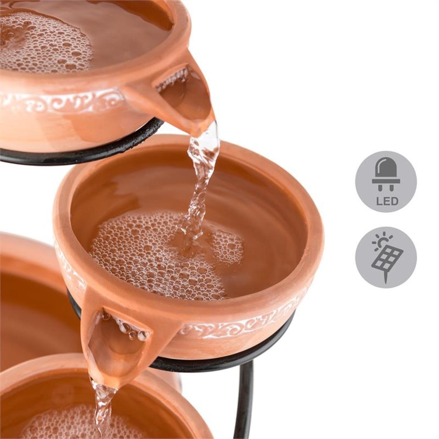 blumfeldt Wasserspiel Empoli, 38 cm Breite, brunnen spring zimmer zier brunnen led-beleuchtung terasse