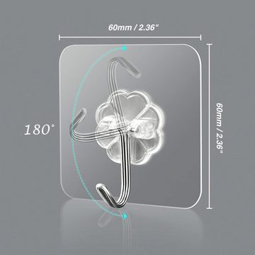 Rnemitery Klebehaken 12 Stücke Haken Selbstklebend,Ohne Bohren Transparenter Wandhaken, (12-St)