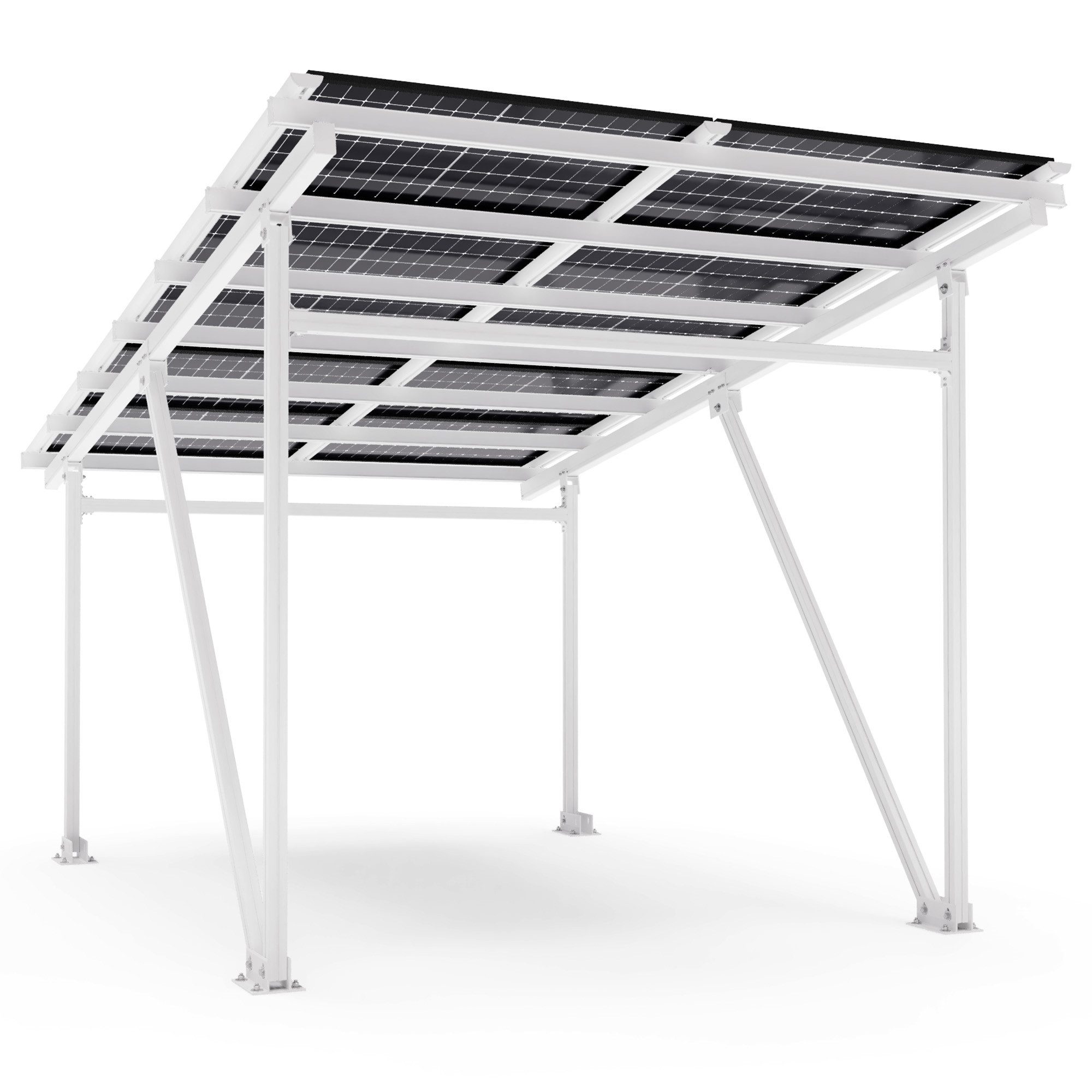 VESKA Solarmodul Solar Carport Glas/Glas PV Garage, 5250,00 W, Monokristallin, (Aluminium Solarcarport 5,60 x 3,70m - 5,25KW - EcoPort 5000Bi)