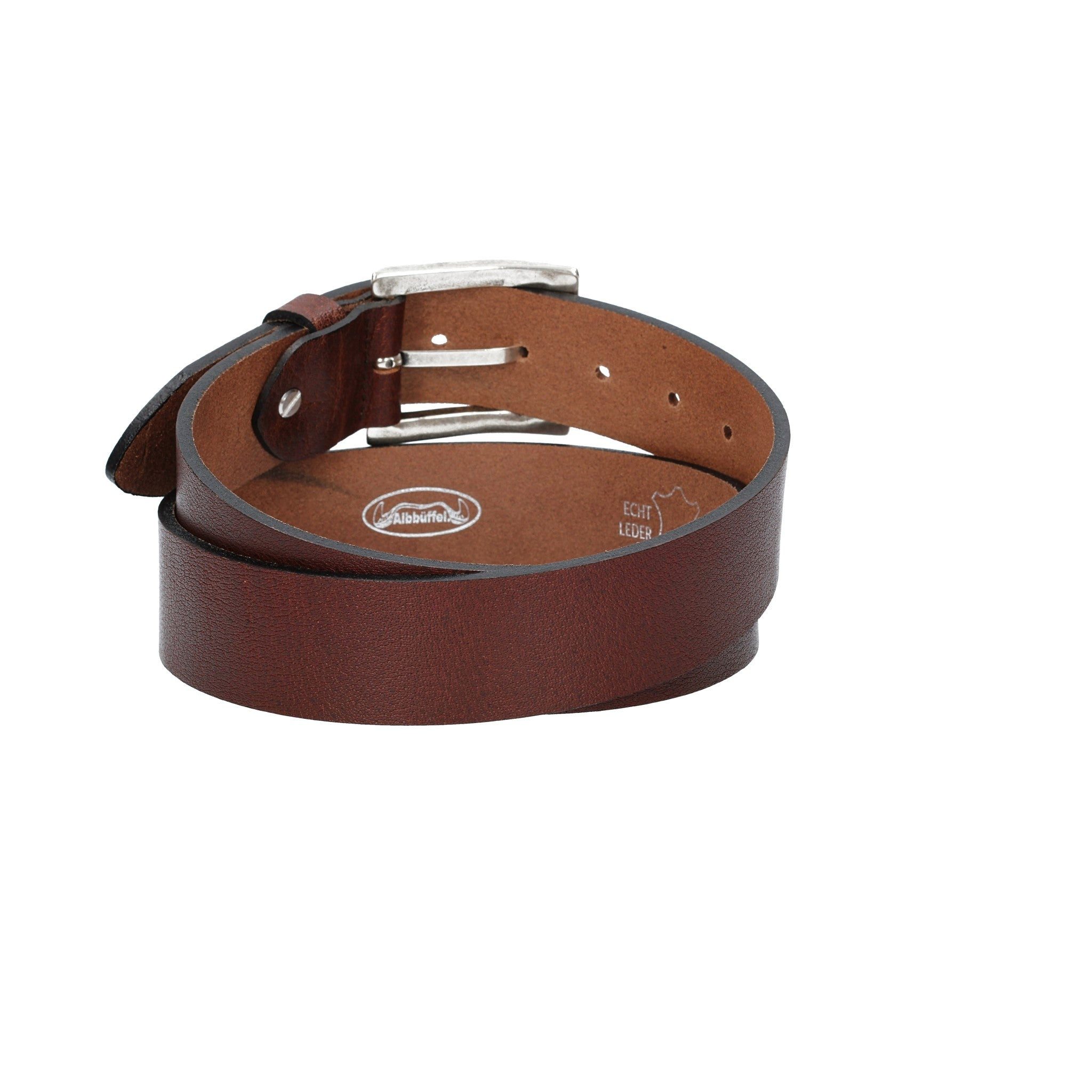Leder Bazlen Ledergürtel Albbüffel in Braun 40mm mit Dornschließe in Silber (ALBBÜFFEL-BRAUN, 1-St) sehr weiches Vollrindleder