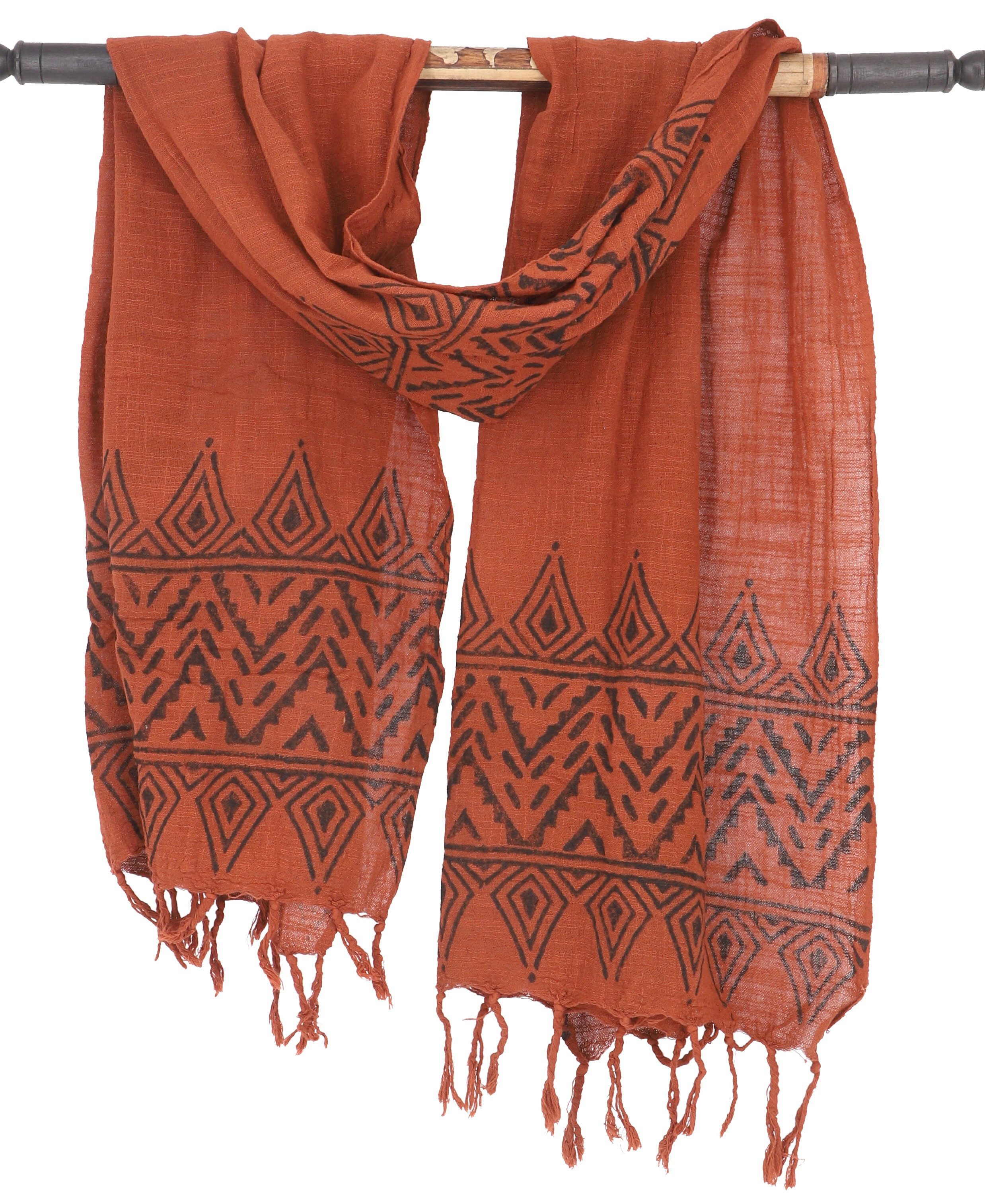 Halstuch Handgewebtes Baumwolltuch mit Tribalmuster,..