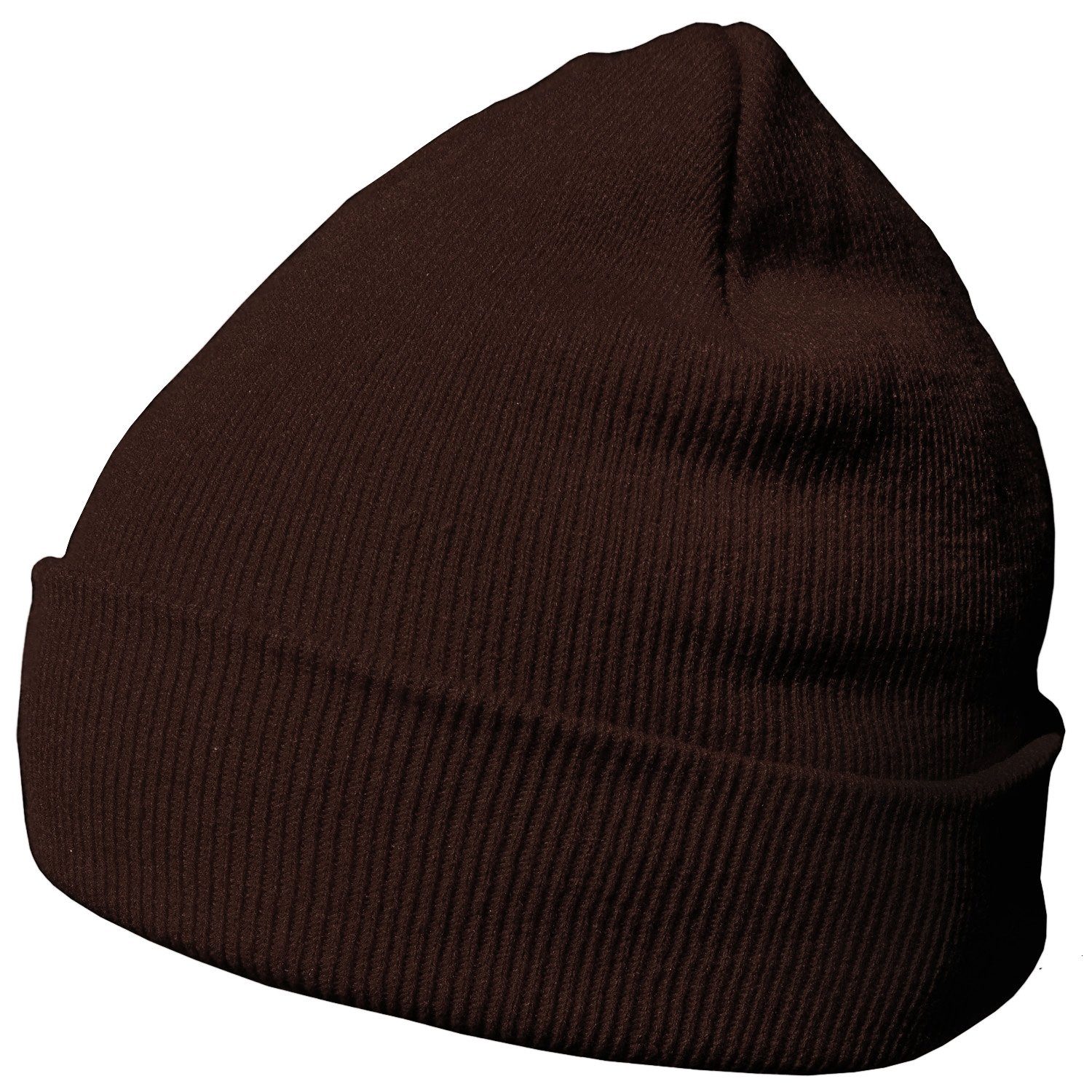 DonDon Beanie Krempe Beanie 1-St) braun mit Mütze Wintermütze, Design, (Packung, klassisches