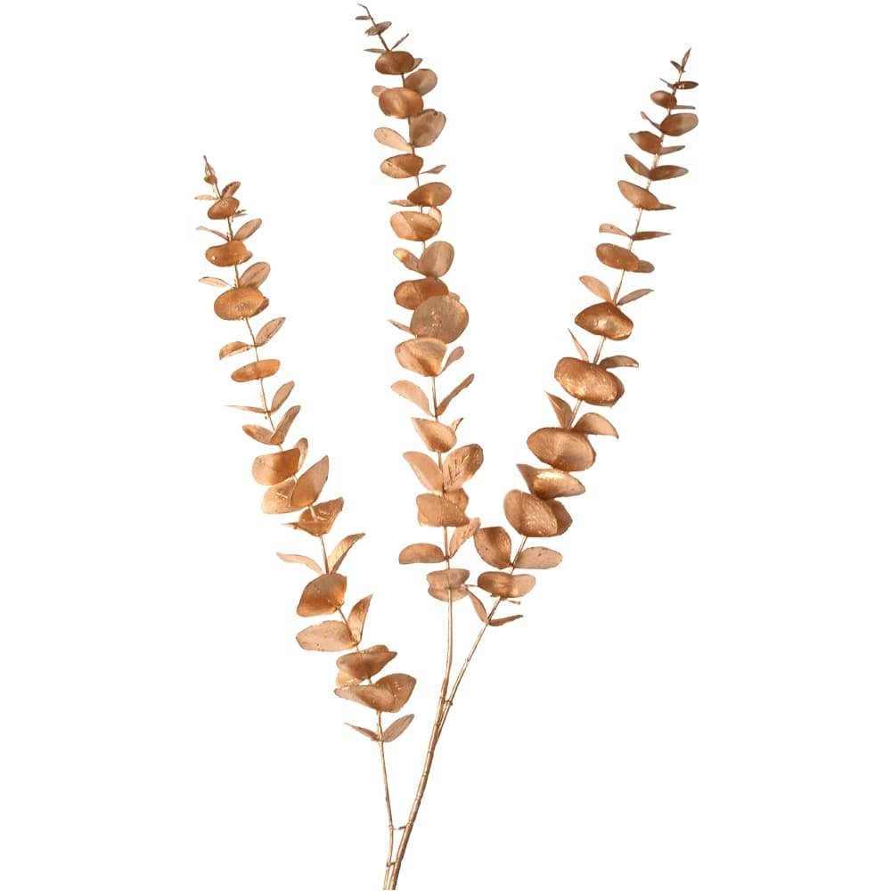 Kunstblume Eukalyptus Dekozweig Kunstzweig basteln 112 cm antik-gold