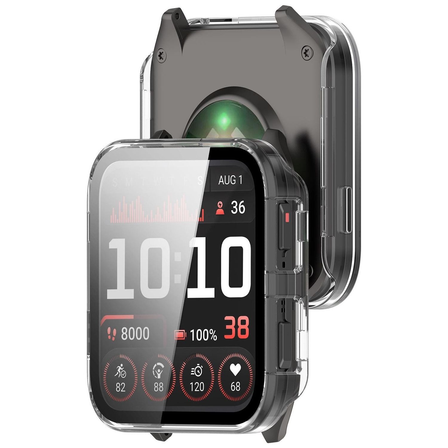 Wigento Smartwatch-Hülle Für Garmin Venu X1 Kunststoff Schutzhülle + 9H Hart Glas Transparent, Schutzhülle aus PC + Hart Glas für Rundumschutz