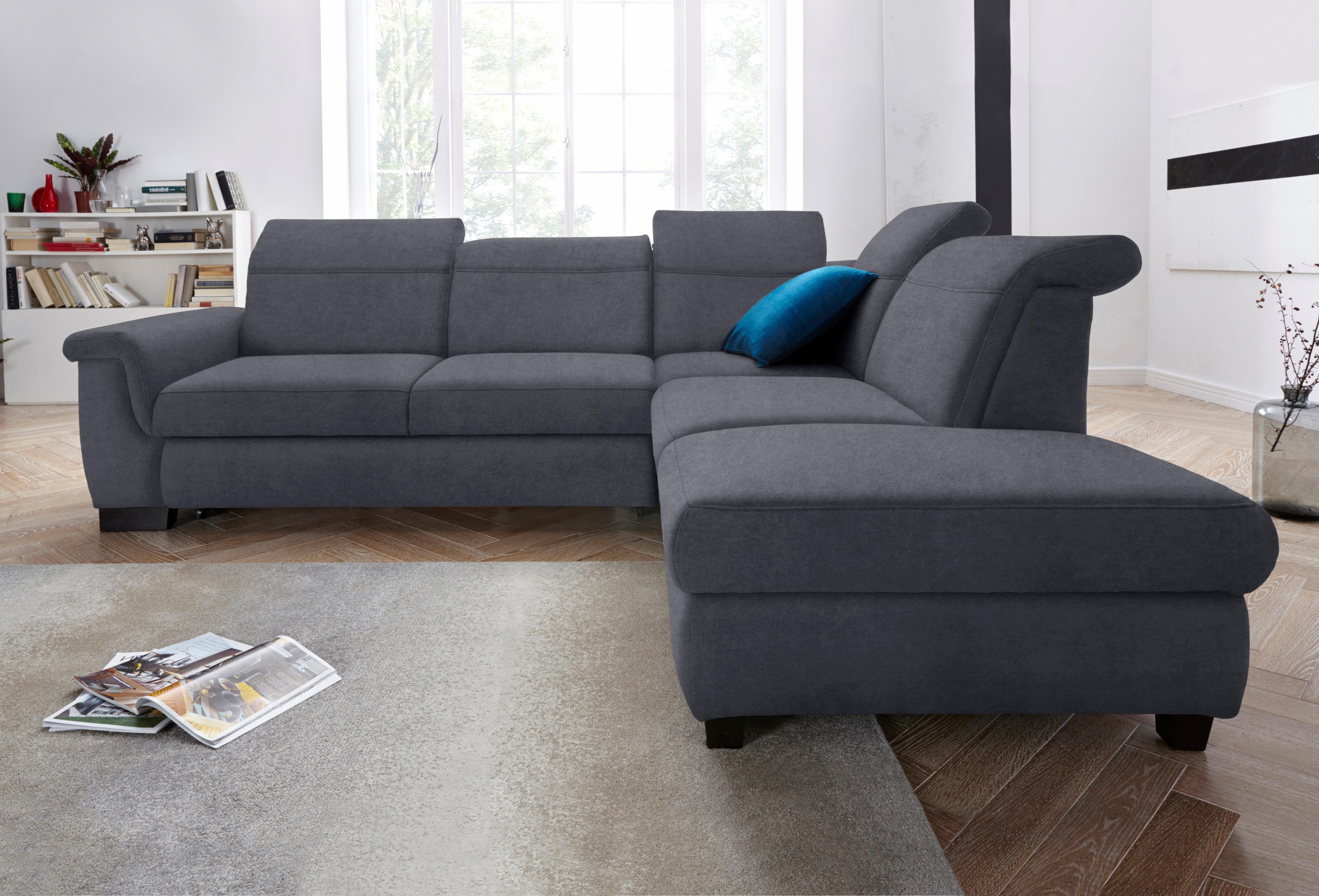 DOMO collection Ecksofa Sully komfortables Sofa, L-Form, wahlweise mit Bettfunktion und Kopf- bzw. Rückenverstellung