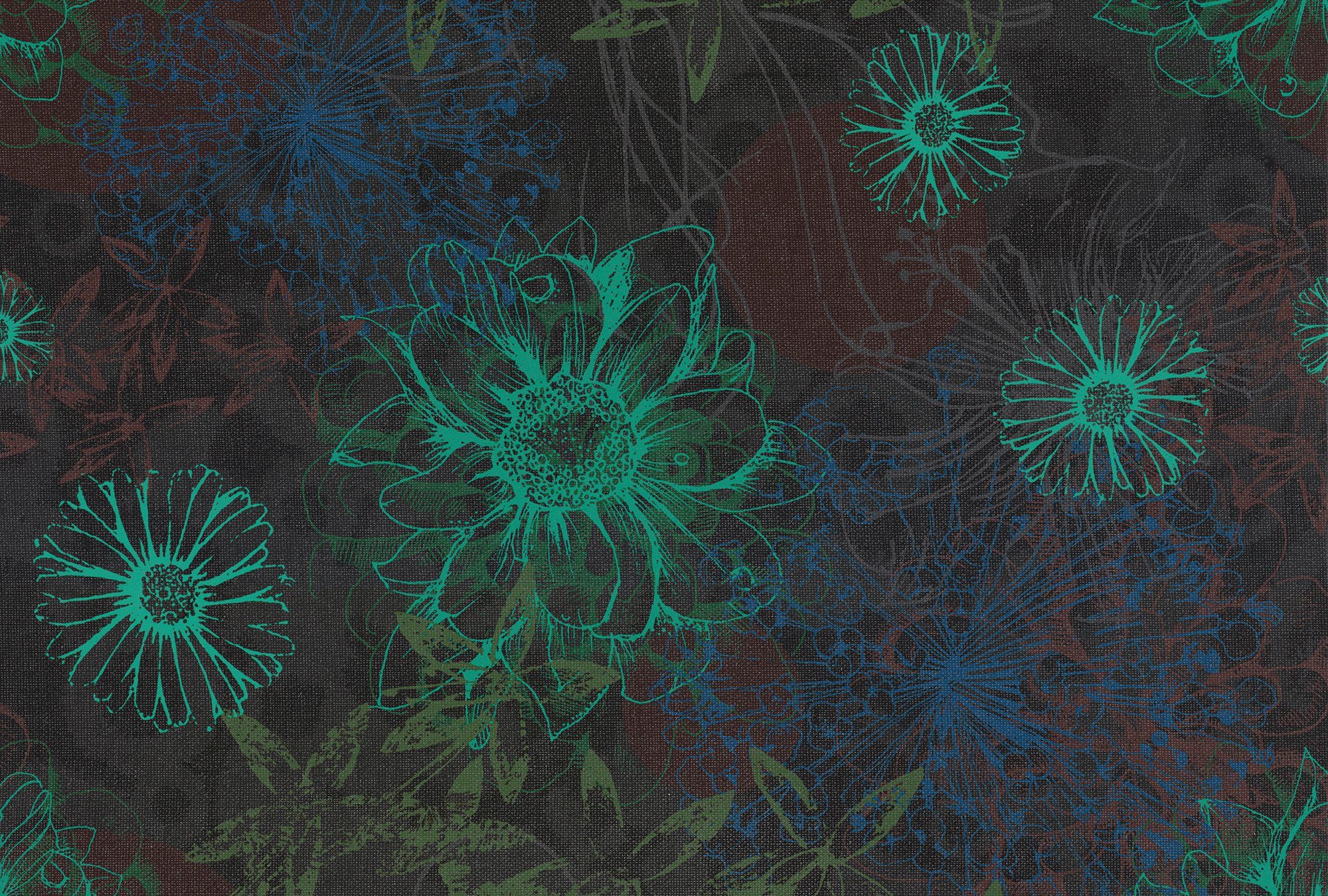 Artwork 47 Atelier grün/blau/dunkelgrau Paper Decke Schräge, Fototapete St), Architects Vlies, Flower Wand, floral, glatt, (4 2,