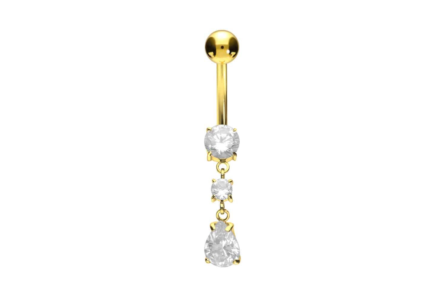 PIERCINGLINE Bauchnabelpiercing Titan Bananabell mit Innengewinde KRISTALLE günstig online kaufen