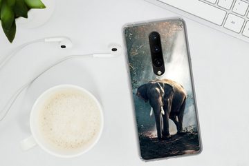 MuchoWow Handyhülle Elefant - Tiere - Licht - Wald - Natur - Wildtiere, Phone Case, Handyhülle OnePlus 7 Pro, Silikon, Schutzhülle