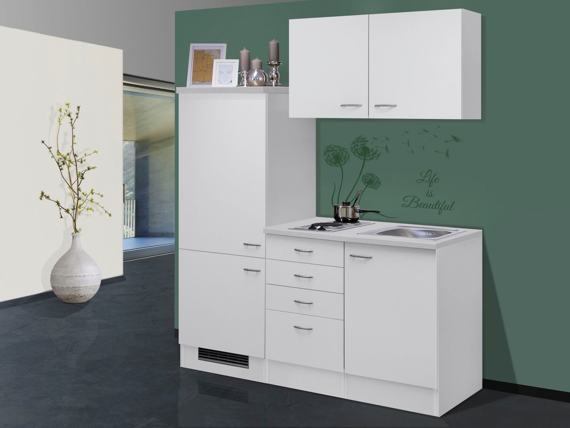 Flex-Well Küchenzeile Wito, Gesamtbreite 160 cm, mit Schubkastenschrank und Kochfeld etc.
