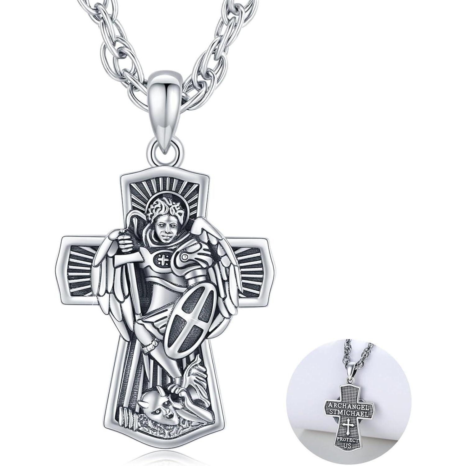 LuxusKollektion Kette mit Anhänger Halskette 925 Silber St. Michael Anhänger