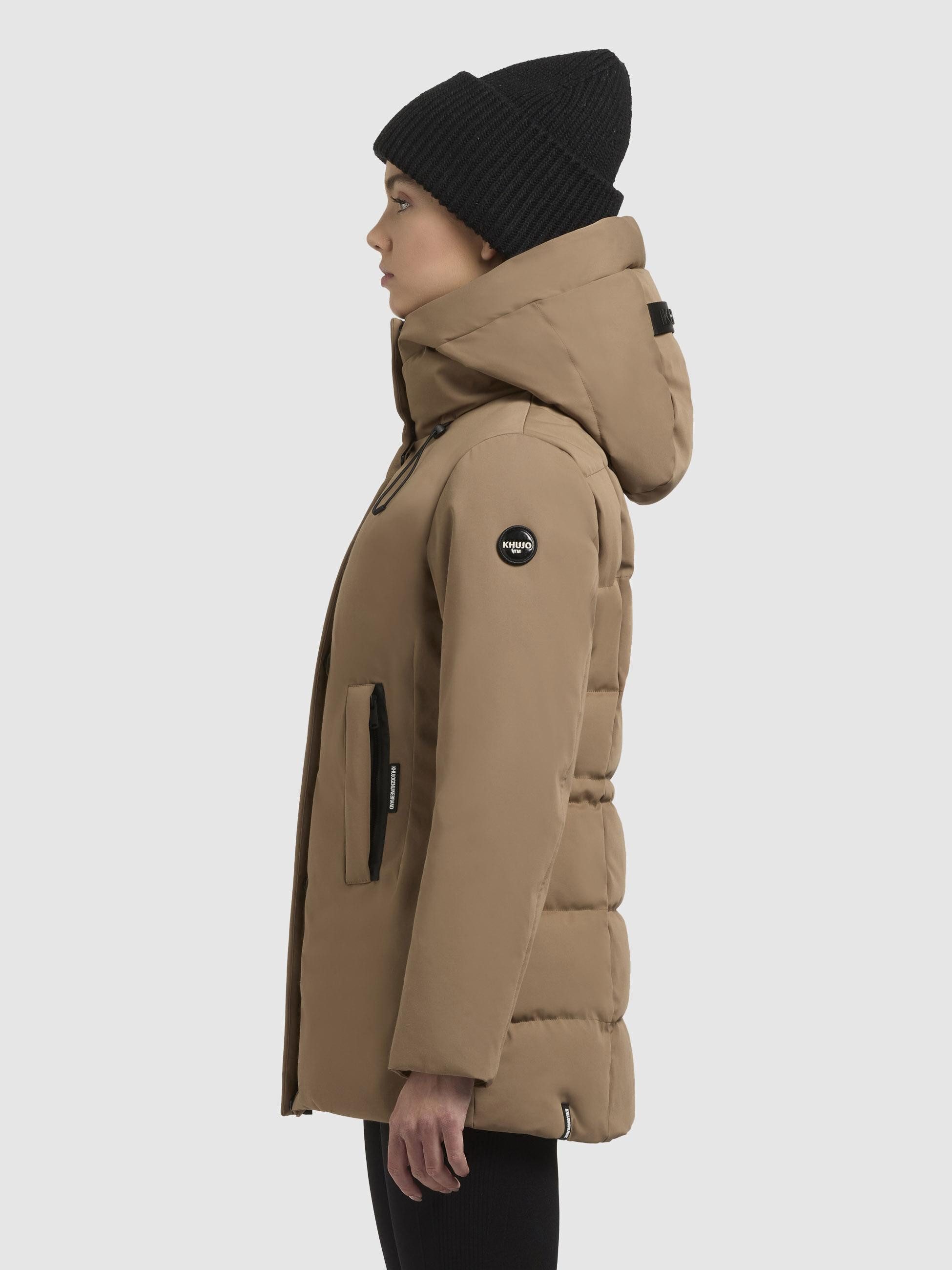 khujo Winterjacke Palla-YM Damen Wintermantel mit verstellbarer Kapuze