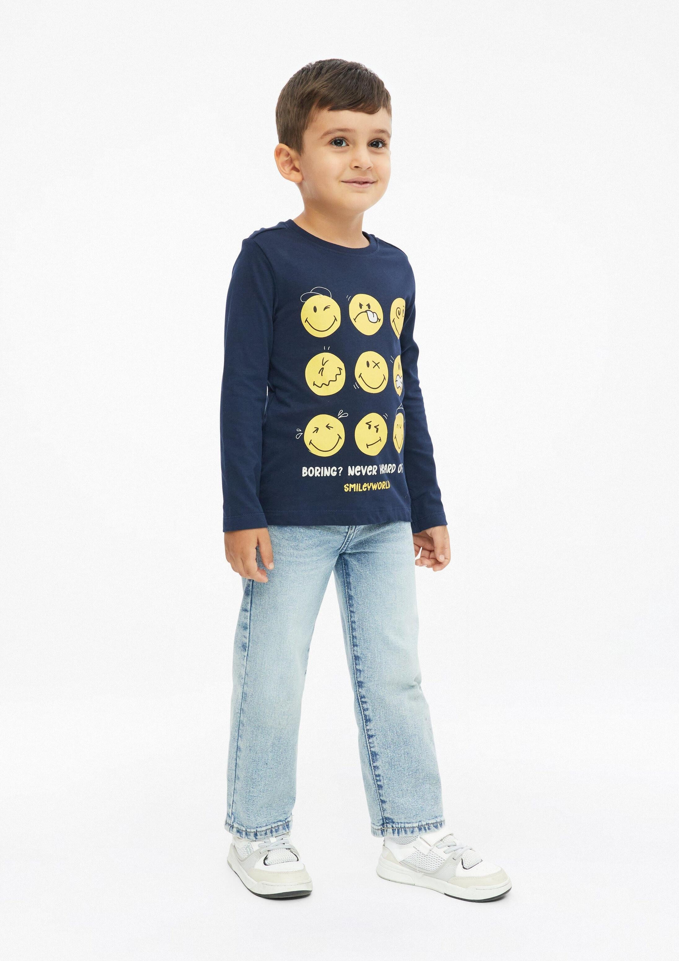s.Oliver Langarmshirt T-Shirt Smiley® Longsleeve mit Front- und Ärmelprint – Bild 3 von 4