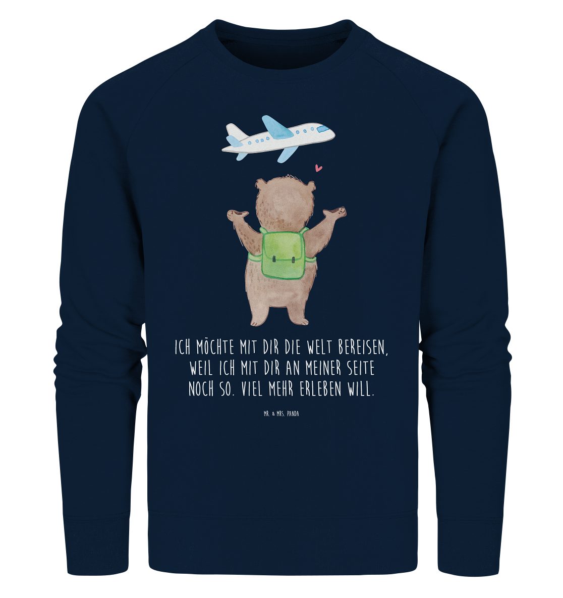 Longpullover Bär Flugzeug Größe S - French Navy - Geschenk, Unisex, für Ehemann, H