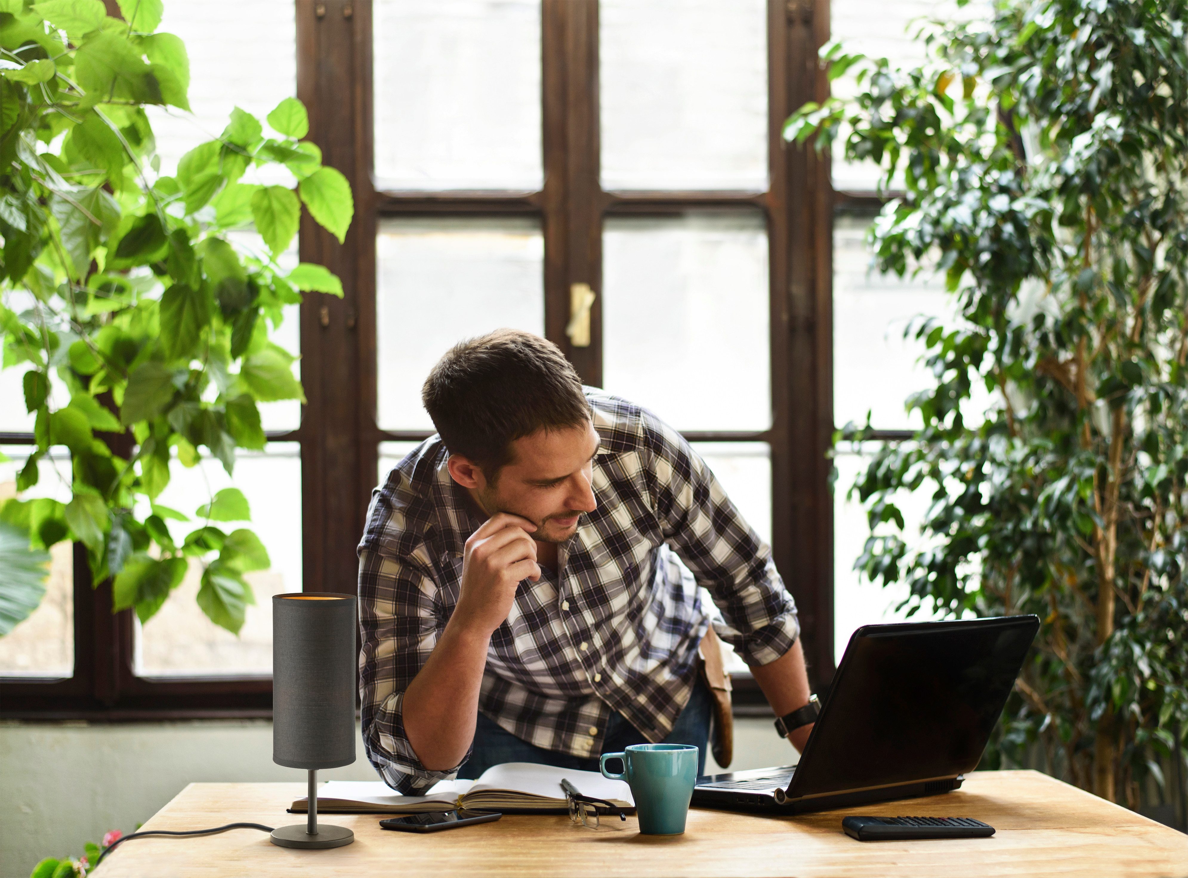 easy! BY FHL LED Tischleuchte Kira, ohne Leuchtmittel, Tischleuchte,Stoffschirm,Schnurschalter,Hochwertige Verarbeitung