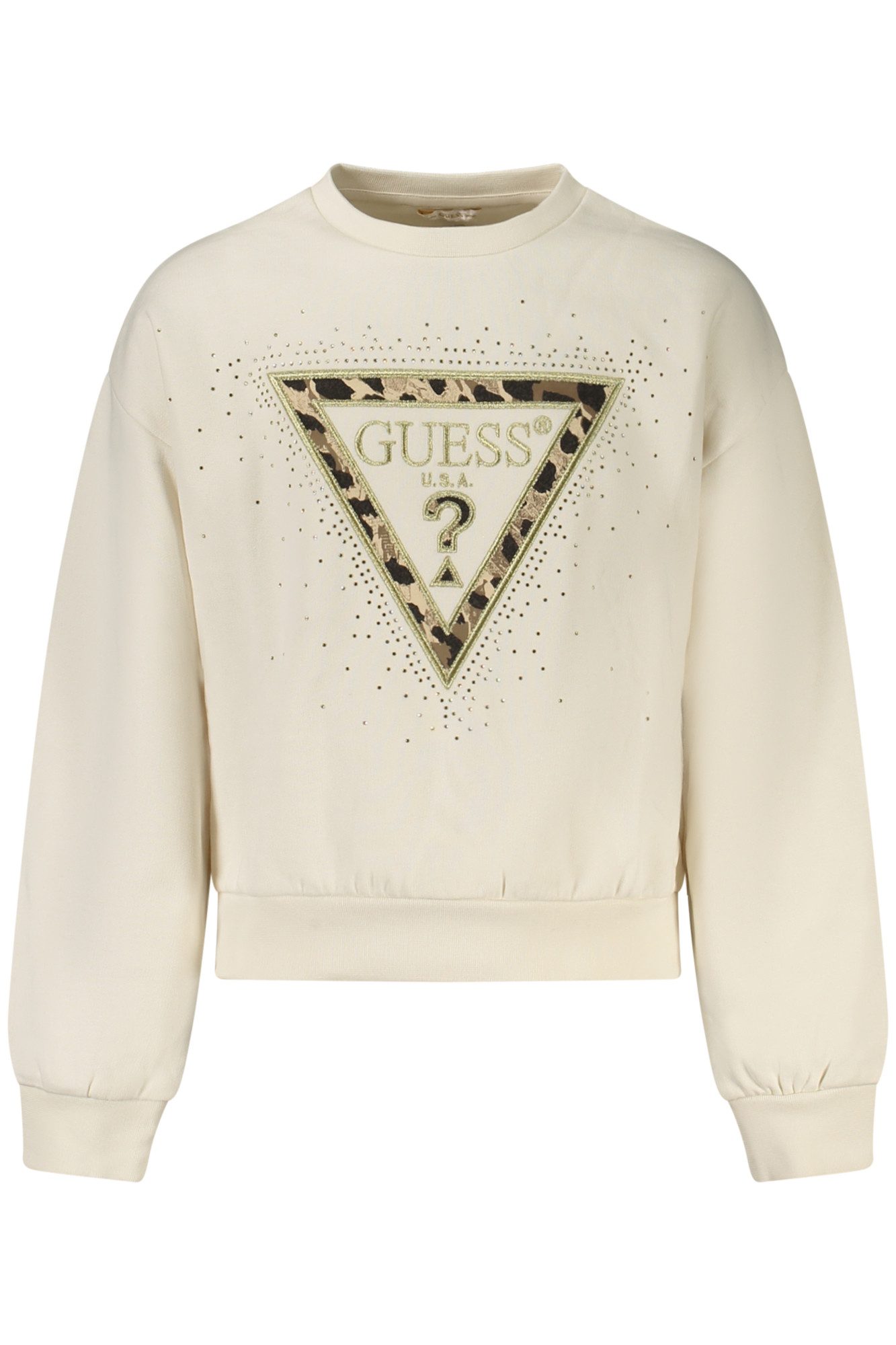 GUESS JEANS Sweatshirt Mädchen Weißer Pullover Langarmshirt mit Strass &