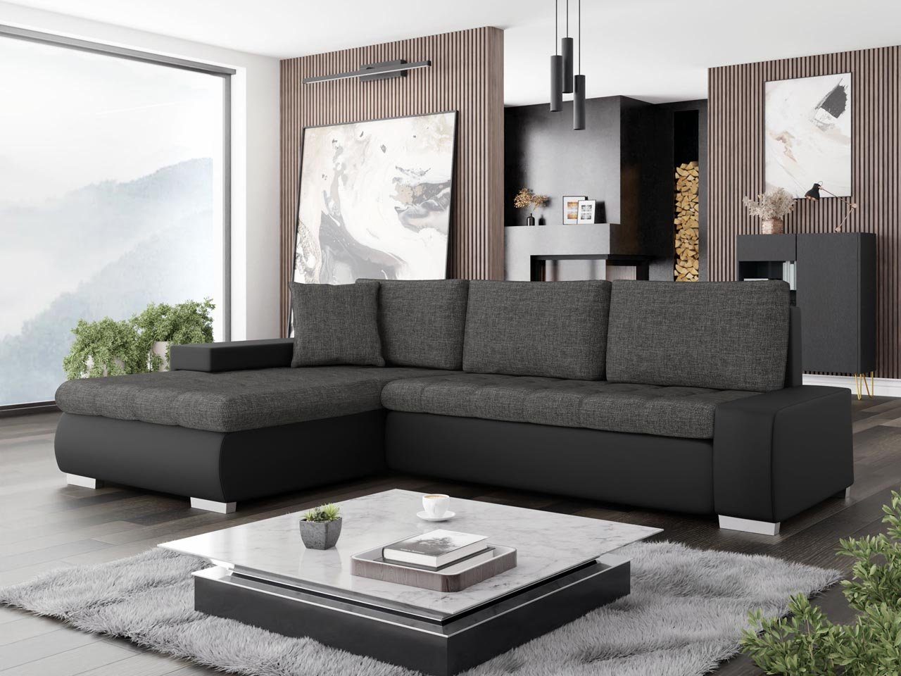 MIRJAN24 Ecksofa Orkan Mini, mit Schlaffunktion und Bettkasten, Universell L-Form Polsterecke