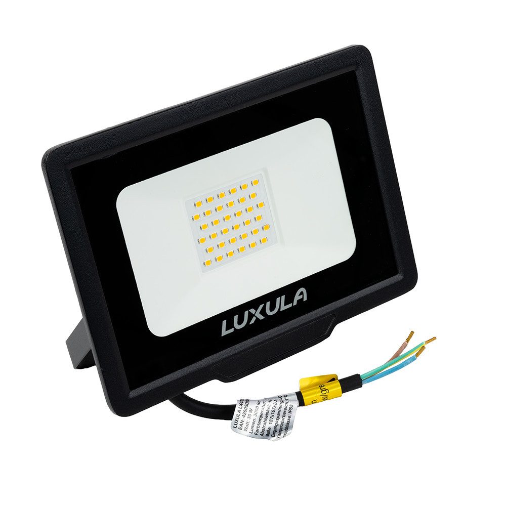 LUXULA LED Flutlichtstrahler LUXULA LED Fluter 30 W 4000 K Neutralweiß Schwarz, LED fest integriert, Neutralweiß