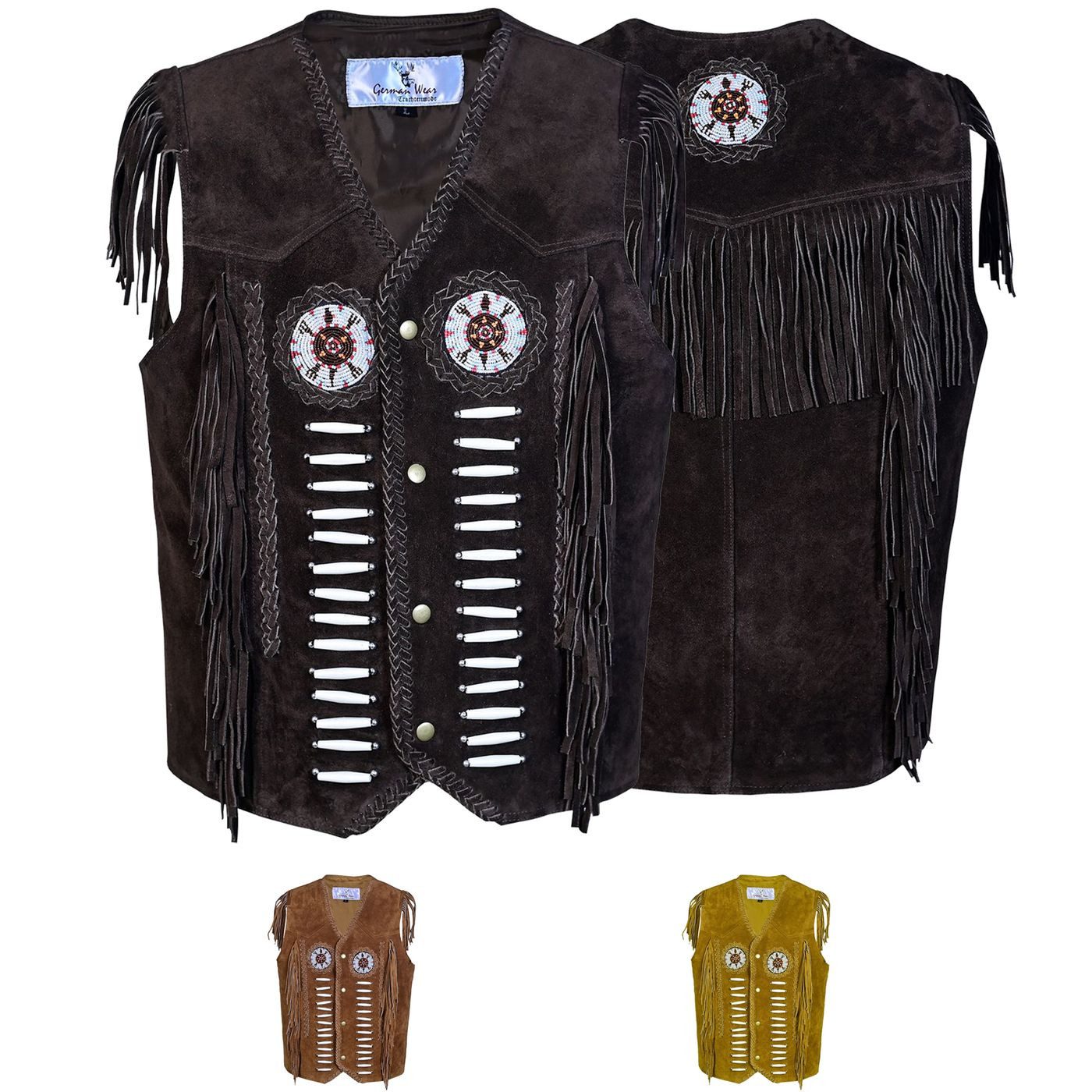 German Wear Reitweste GW950-Weste Western Lederweste Tracht Weste Reiter weste Lederkutte