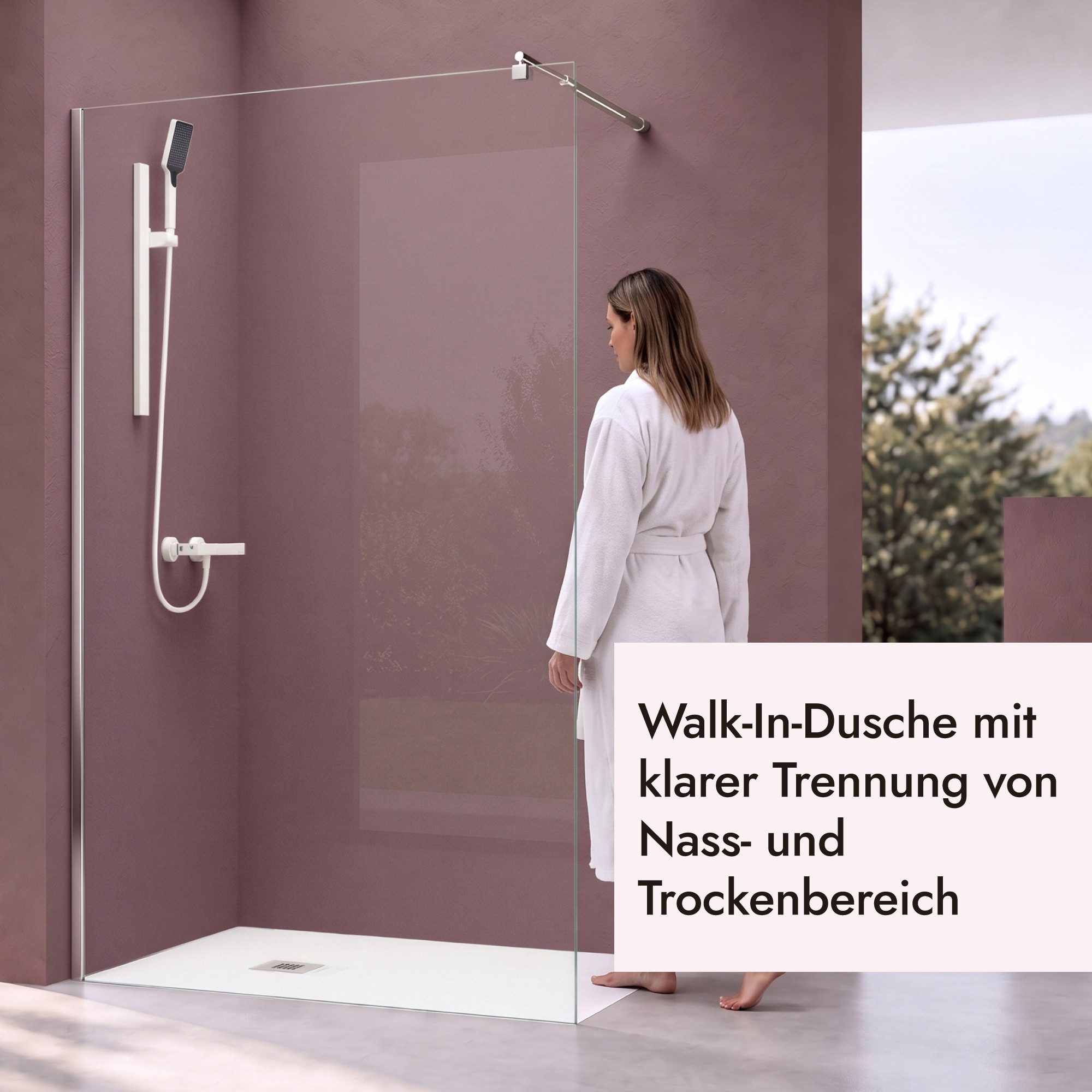 doporro Walk-in-Dusche Duschabtrennung Duschwand 8/10mm ESG NANO Profil verstellbar H:200cm, Einscheibensicherheitsglas, Hochwertige Aluminiumprofile, links ode – Bild 2 von 5