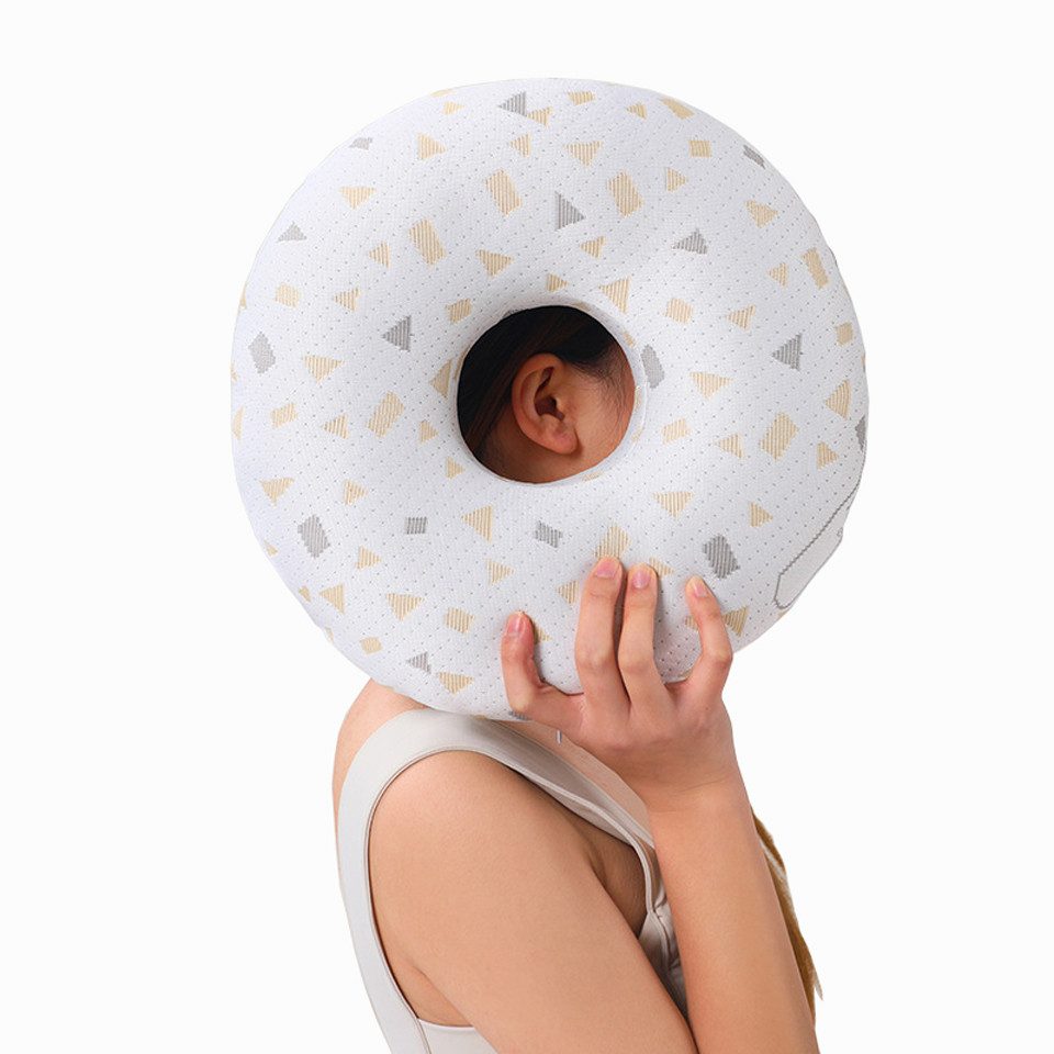 Coonoor Microfaserkissen Piercing Ohrloch-Kissen, Donut Kissen Piercing mit Ohrloch, Seitenschläferkissen, Kissen Seitenschläfer