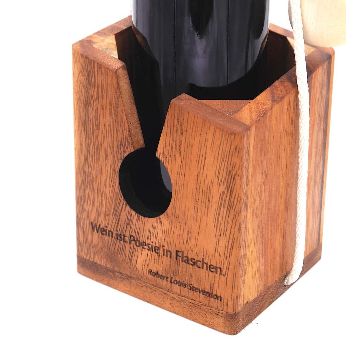 ROMBOL Denkspiele Spiel Flaschentresor - gravierte Geschenkverpackung für große Flaschen, Seilpuzzle, wiederverwendbar